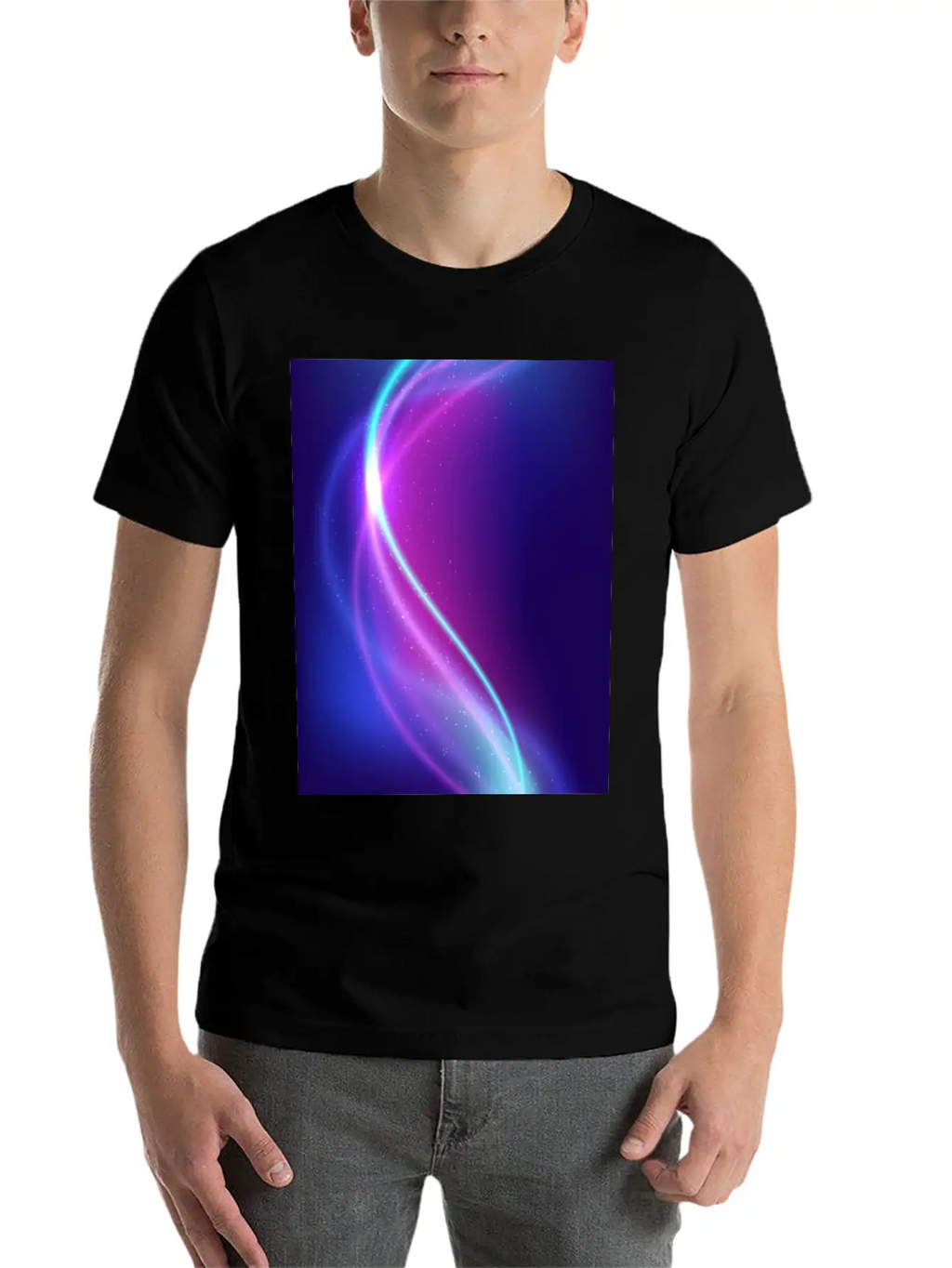Abstract Blue Pink Waves Breathable Soft Cotton T-Shirt – Timeless Casual Look