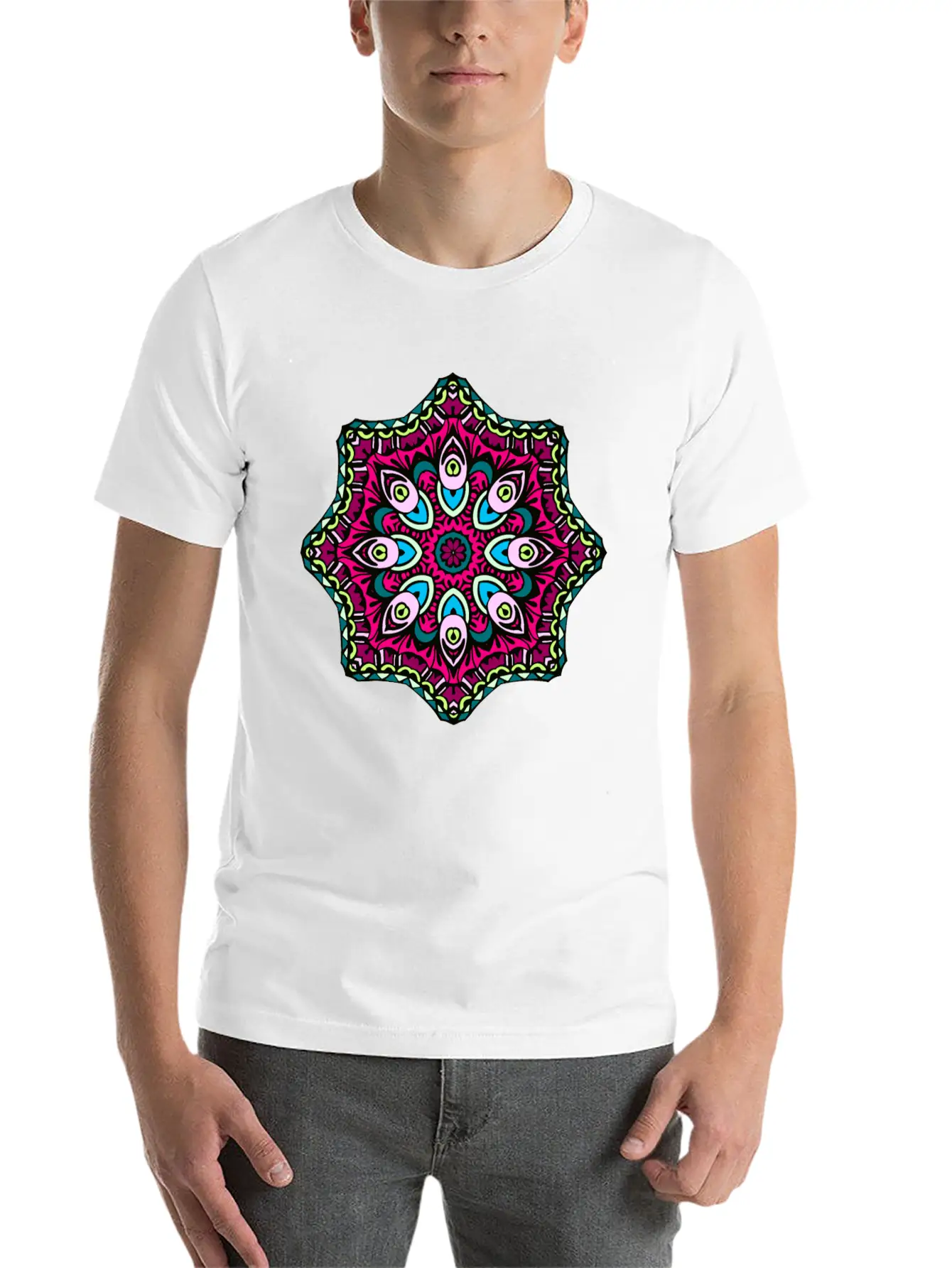 Abstract Boho Mandala Stylish Everyday T-Shirt – Unisex Basic Cotton Tee