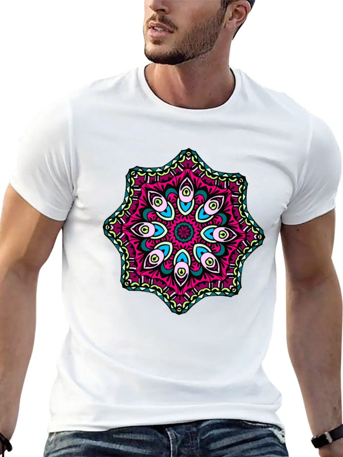 Abstract Boho Mandala Stylish Everyday T-Shirt – Unisex Basic Cotton Tee