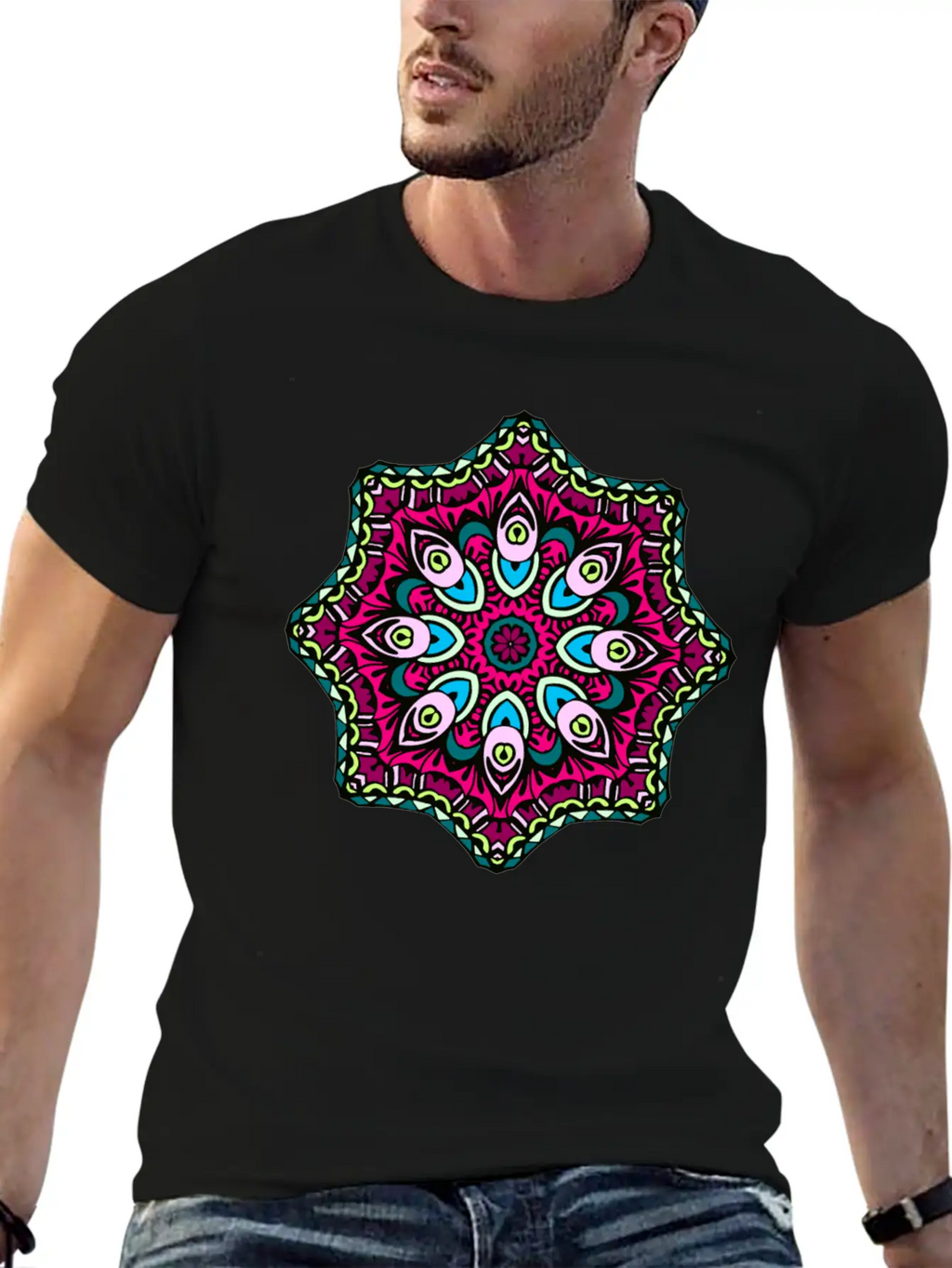 Abstract Boho Mandala Stylish Everyday T-Shirt – Unisex Basic Cotton Tee