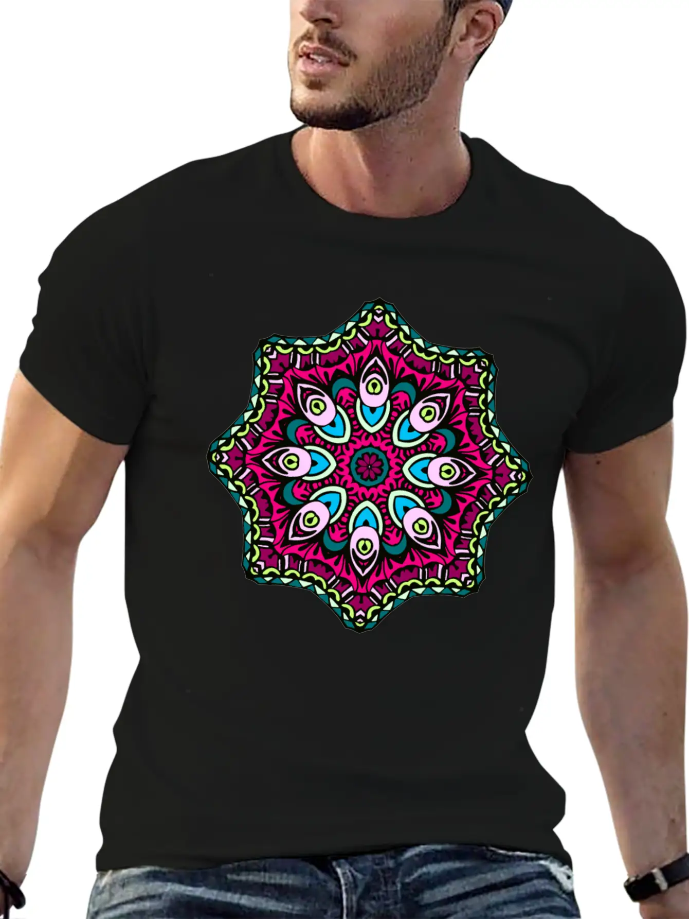 Abstract Boho Mandala Stylish Everyday T-Shirt – Unisex Basic Cotton Tee