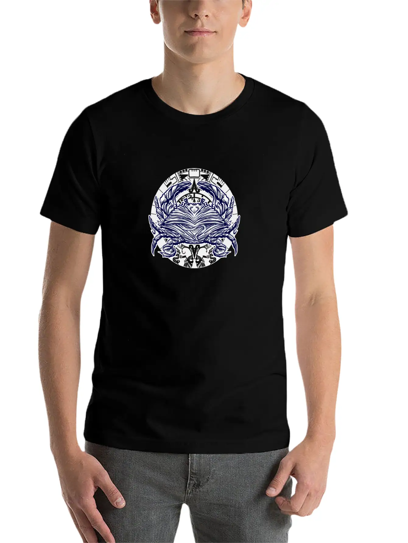 Abstract Crab Essential Cotton Tee For Daily Outfits – Unisex Style