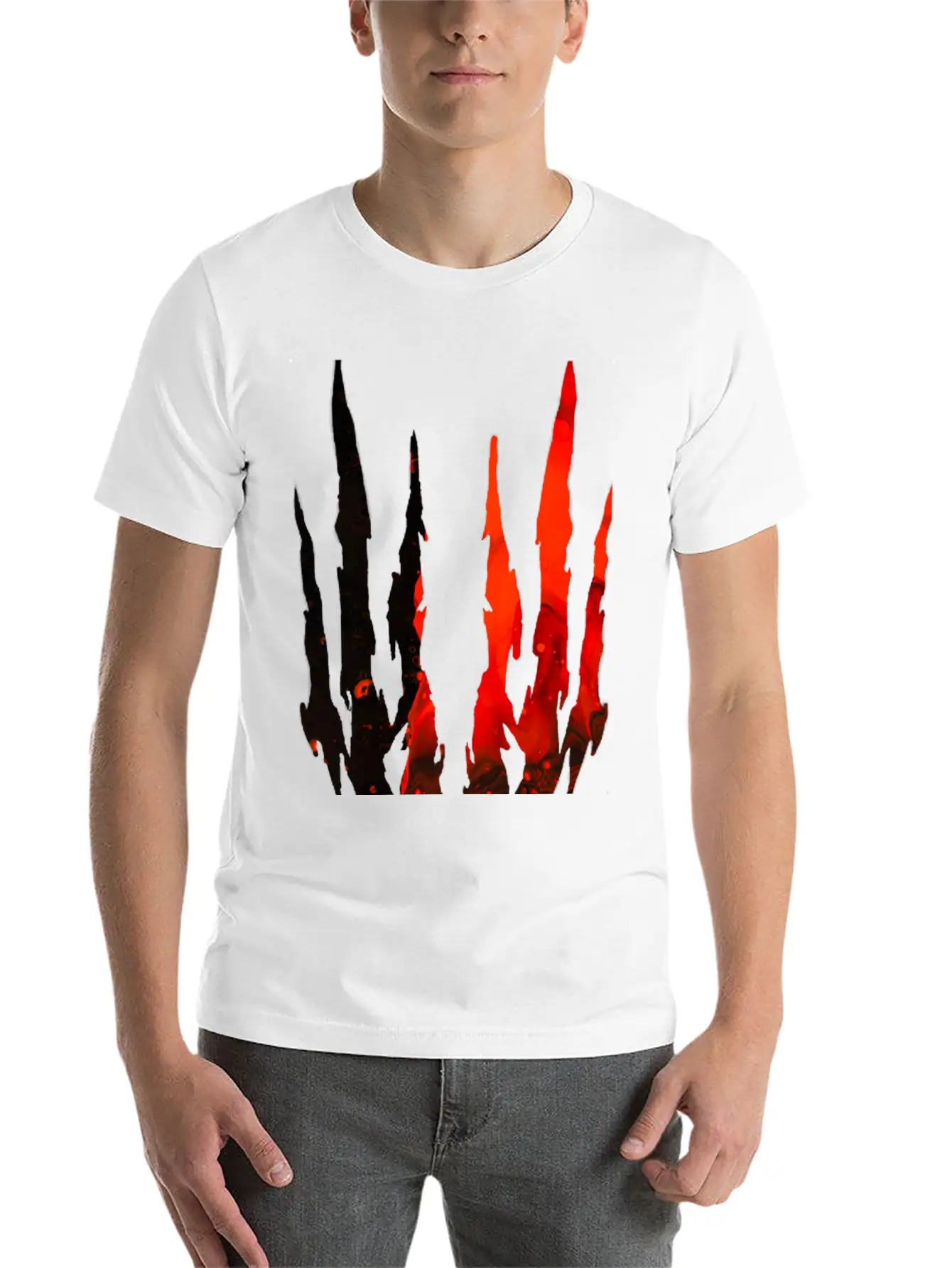 Abstract Design Red Essential Cotton Tee For Daily Outfits – Unisex Style