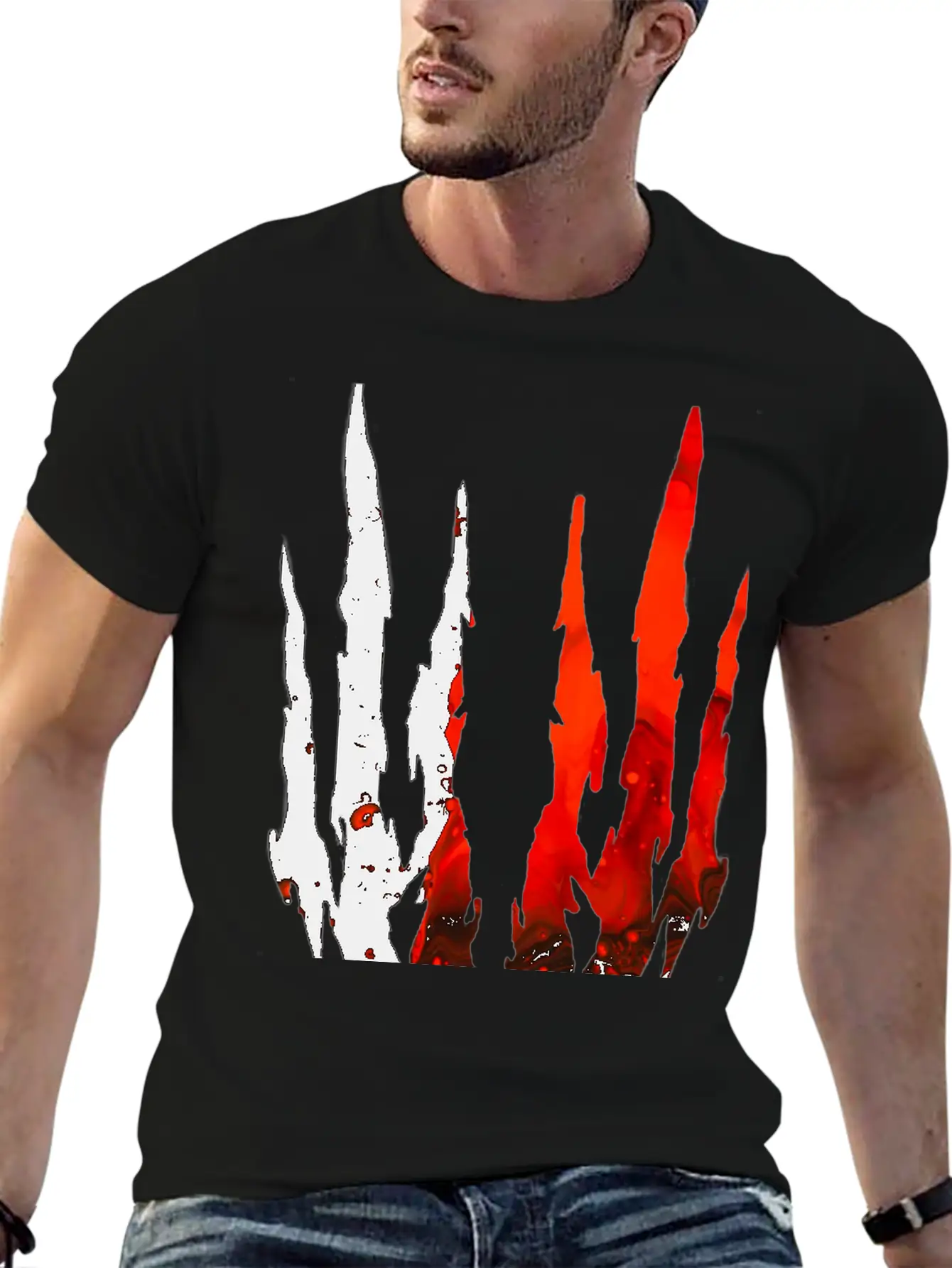 Abstract Design Red Essential Cotton Tee For Daily Outfits – Unisex Style