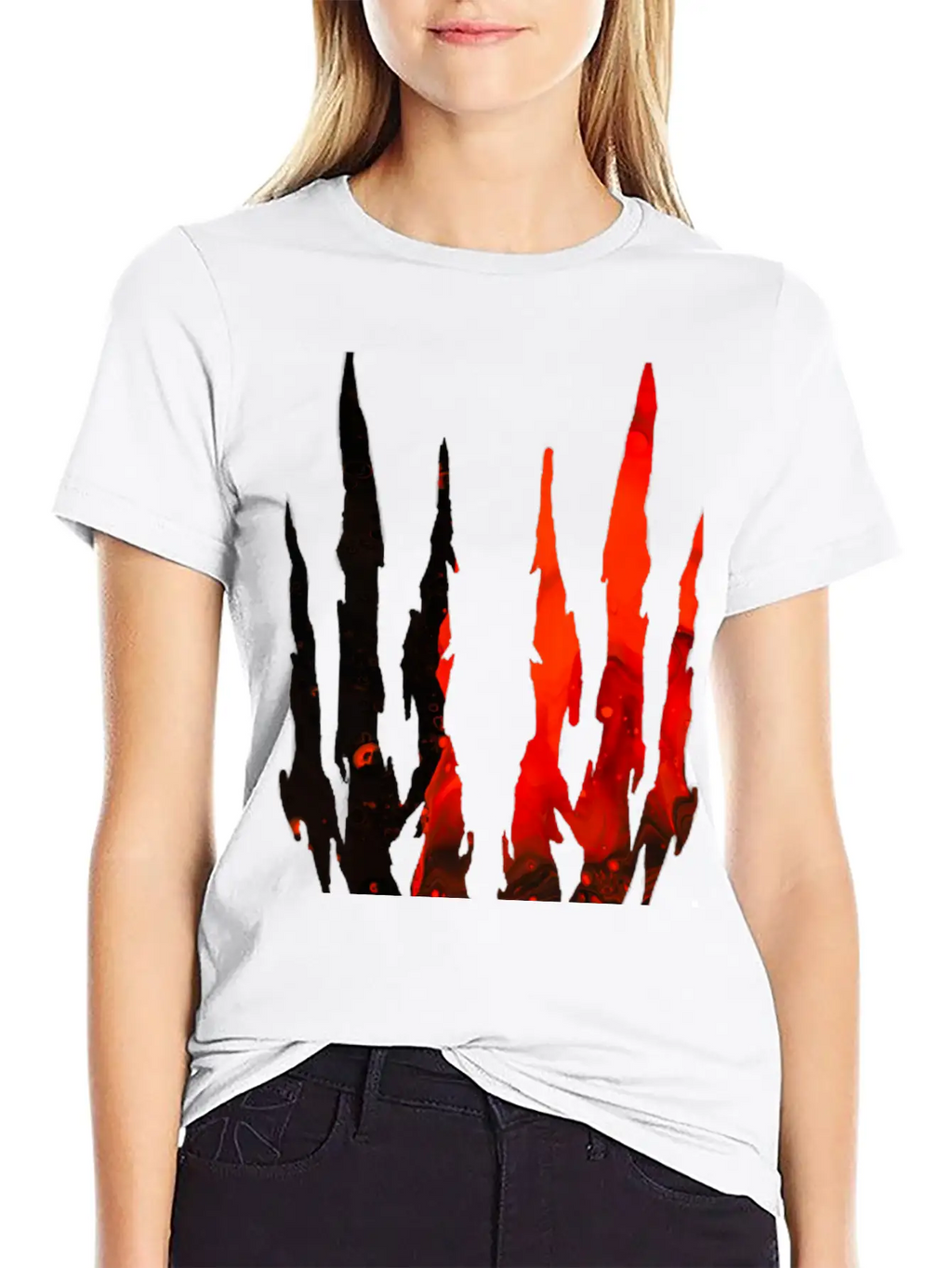 Abstract Design Red Essential Cotton Tee For Daily Outfits – Unisex Style