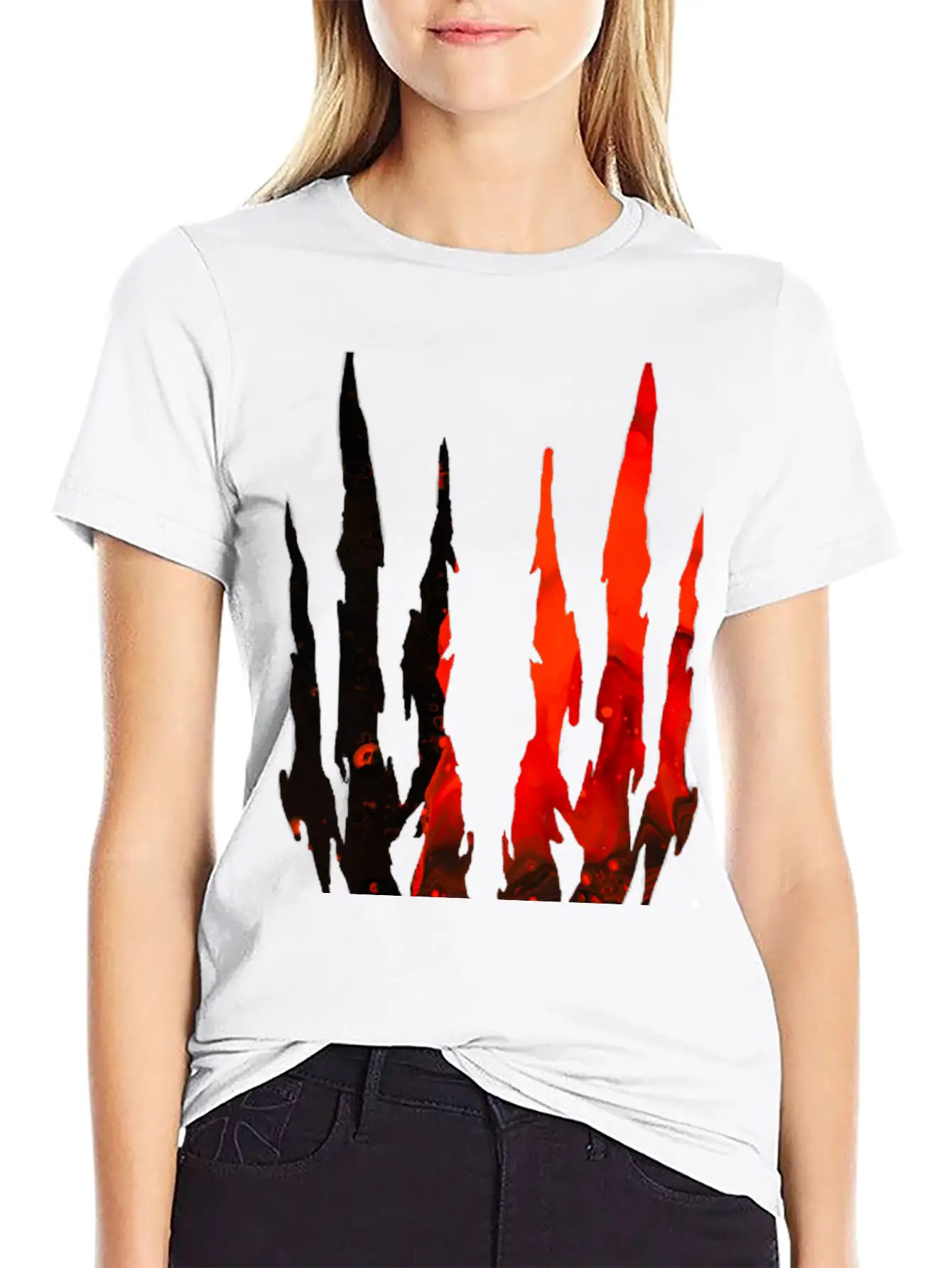 Abstract Design Red Essential Cotton Tee For Daily Outfits – Unisex Style
