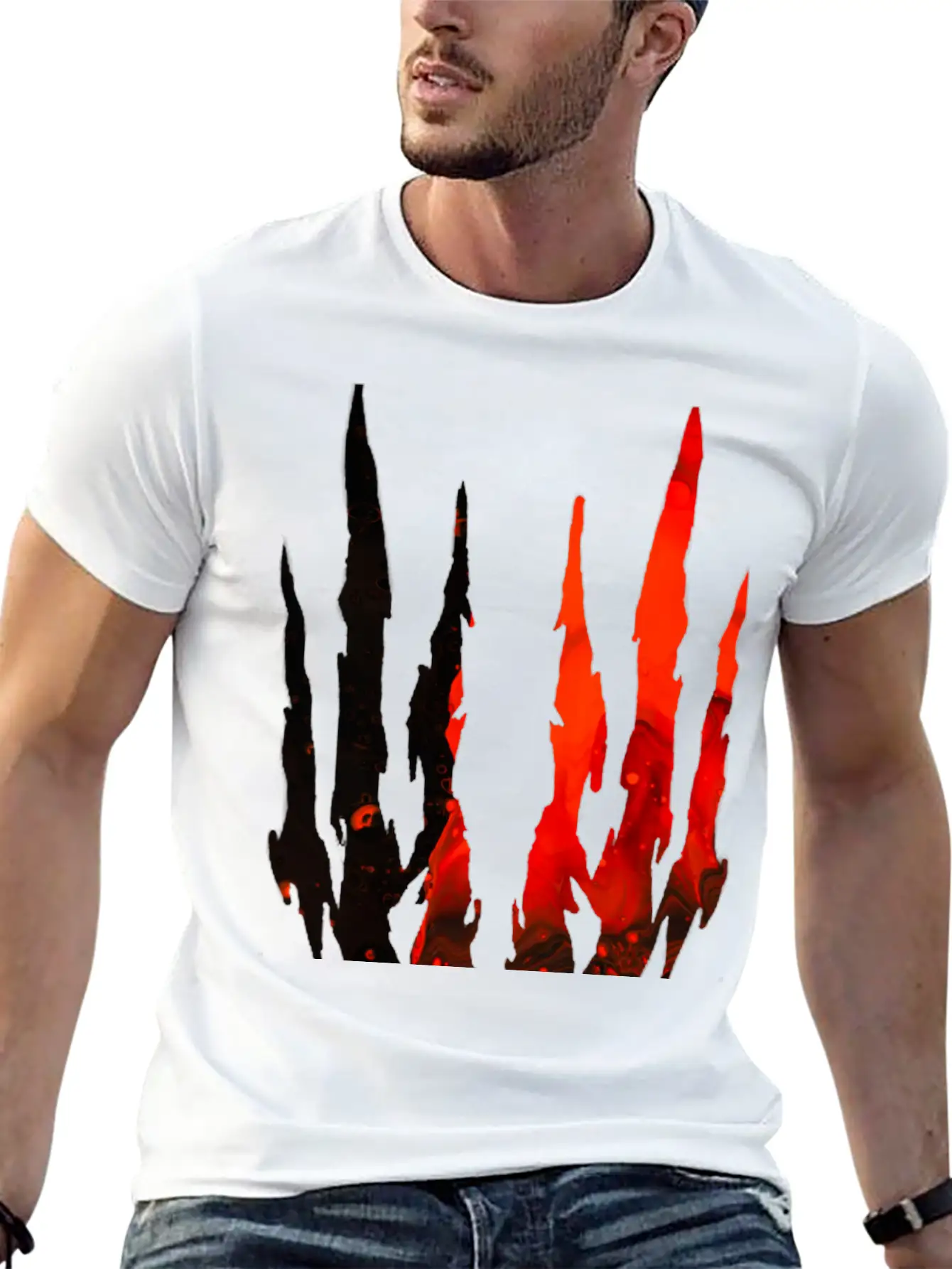 Abstract Design Red Essential Cotton Tee For Daily Outfits – Unisex Style