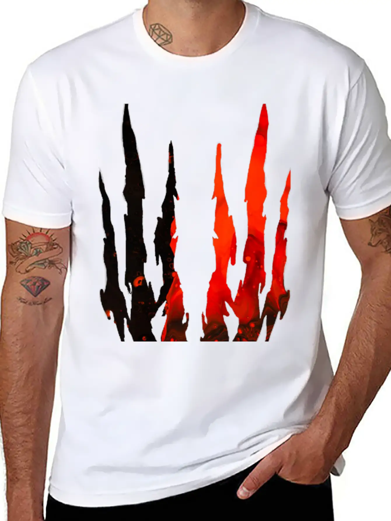 Abstract Design Red Essential Cotton Tee For Daily Outfits – Unisex Style