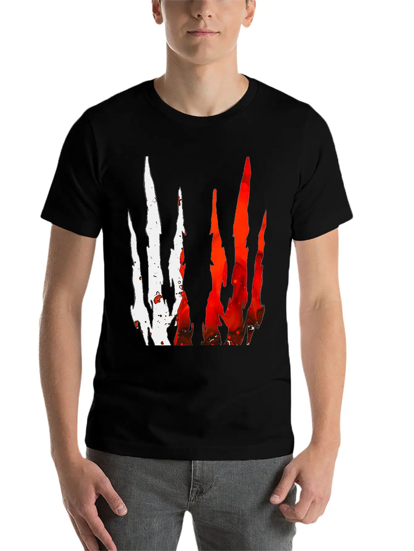 Abstract Design Red Essential Cotton Tee For Daily Outfits – Unisex Style