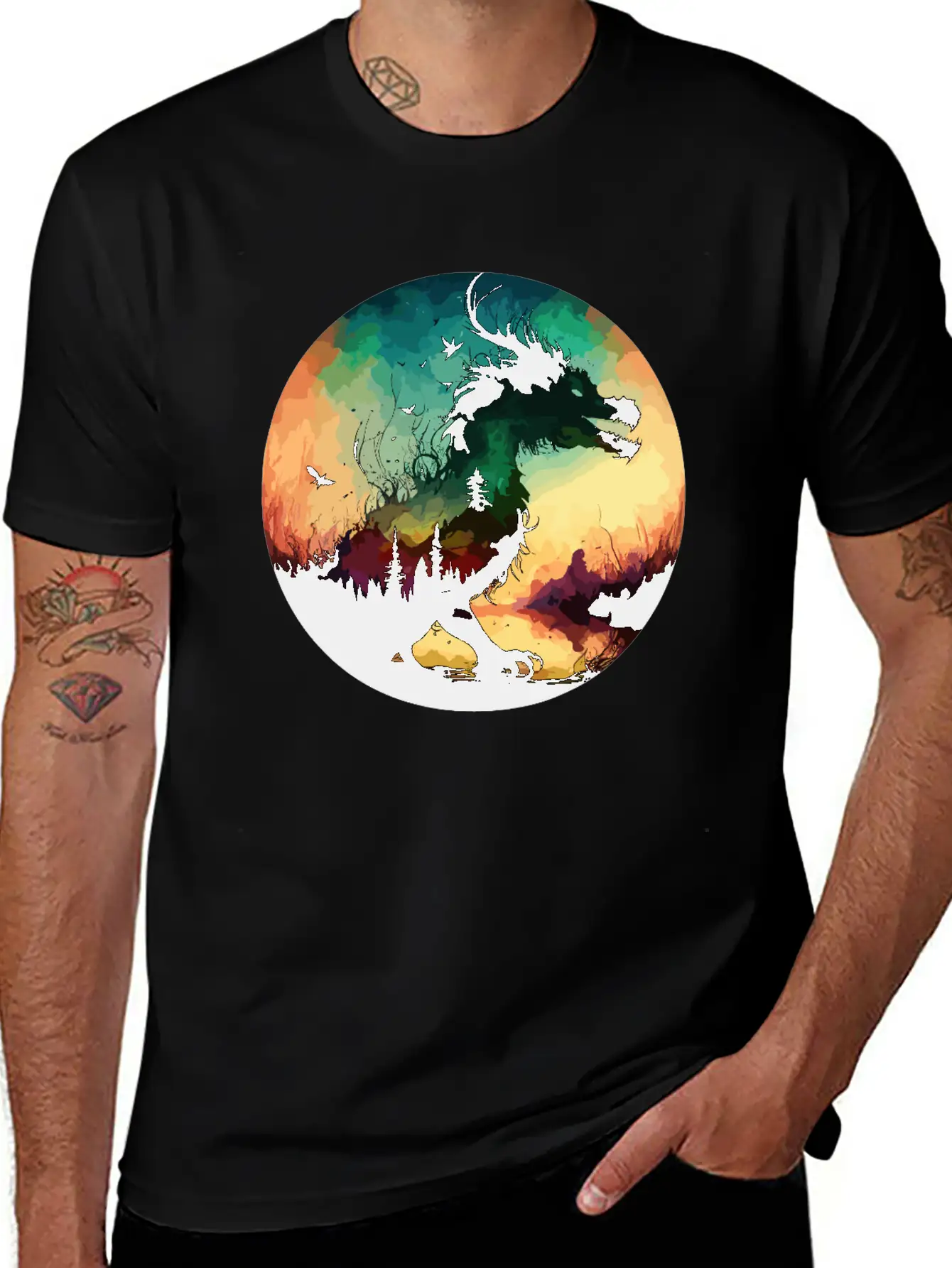 Abstract Dragon Pt.2 Basic Graphic T-Shirt – Daily Comfort In Soft Cotton