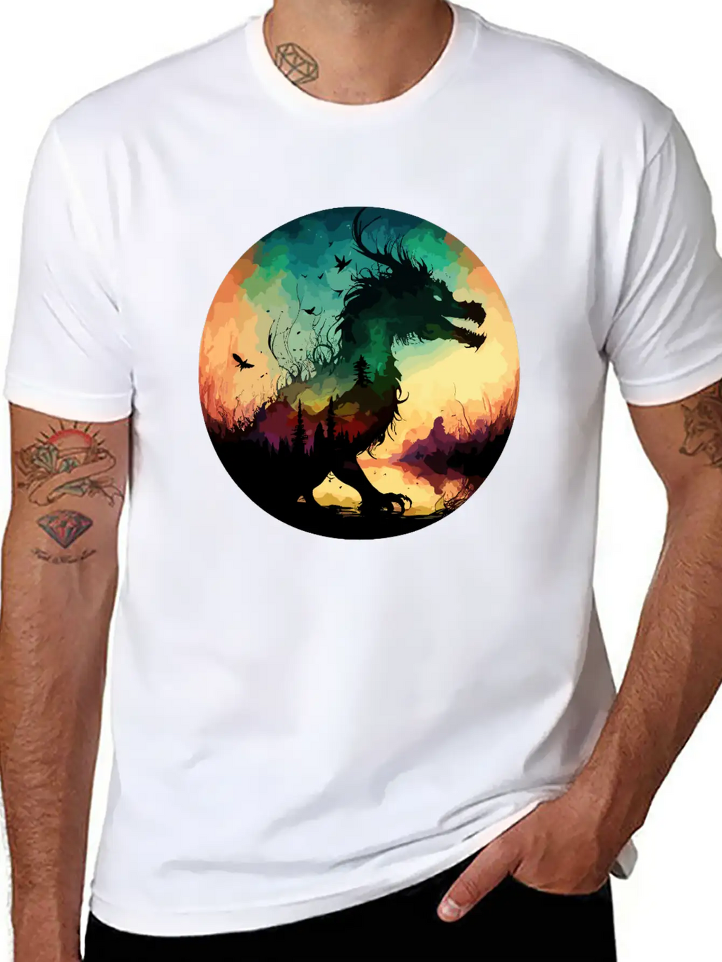 Abstract Dragon Pt.2 Basic Graphic T-Shirt – Daily Comfort In Soft Cotton