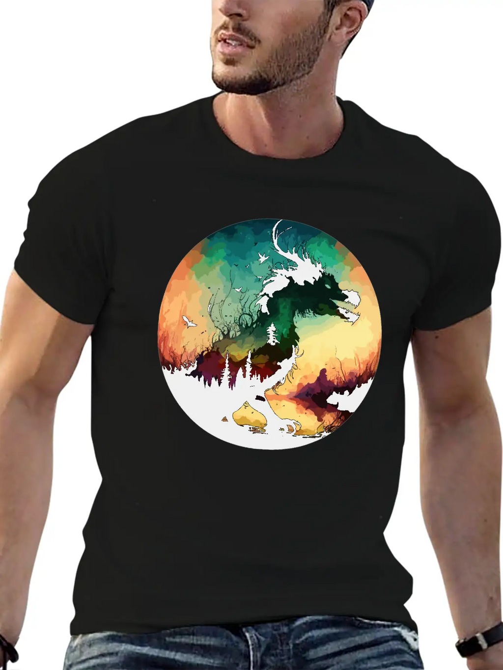 Abstract Dragon Pt.2 Basic Graphic T-Shirt – Daily Comfort In Soft Cotton