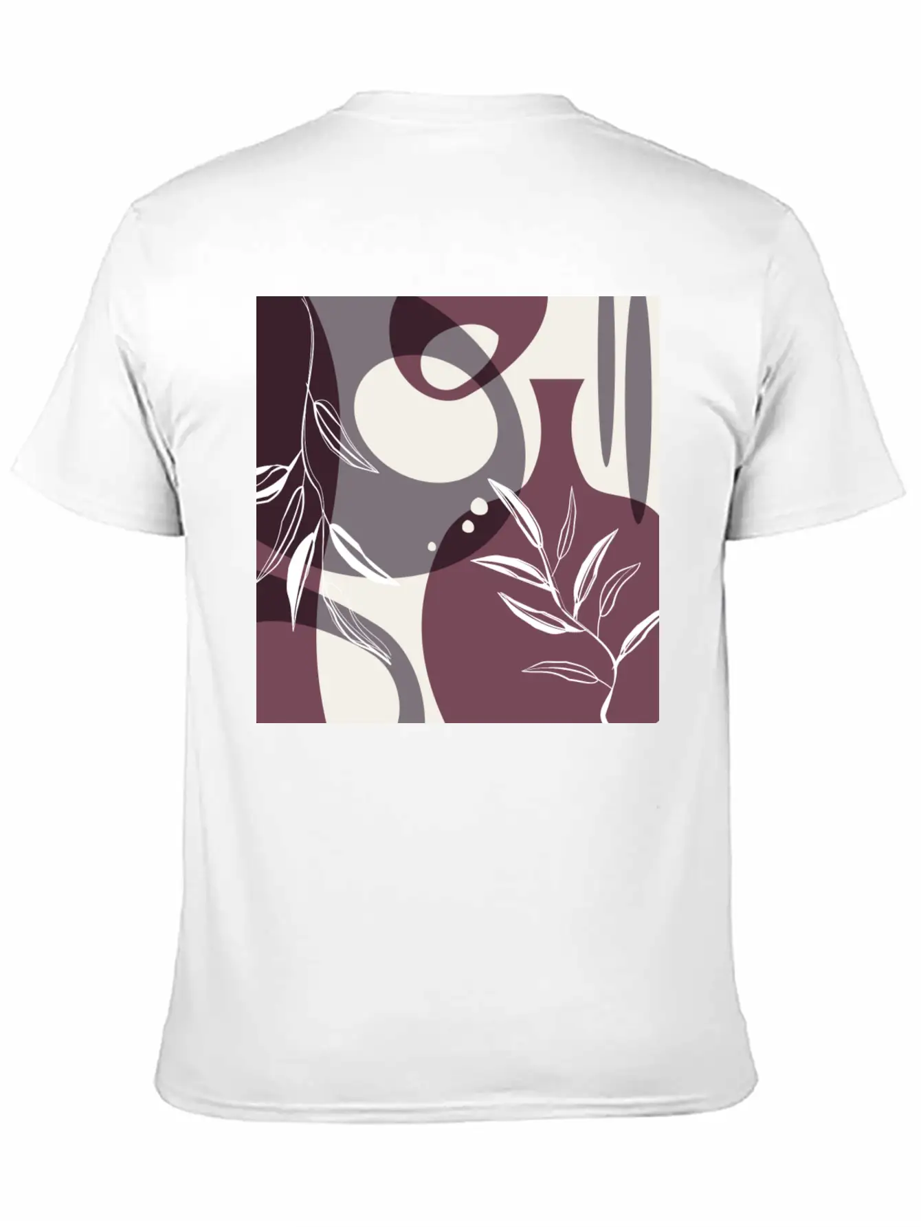 Abstract Leaves And Vases In Mulberry And Unisex Casual T-Shirt – Clean Design For Daily Comfort