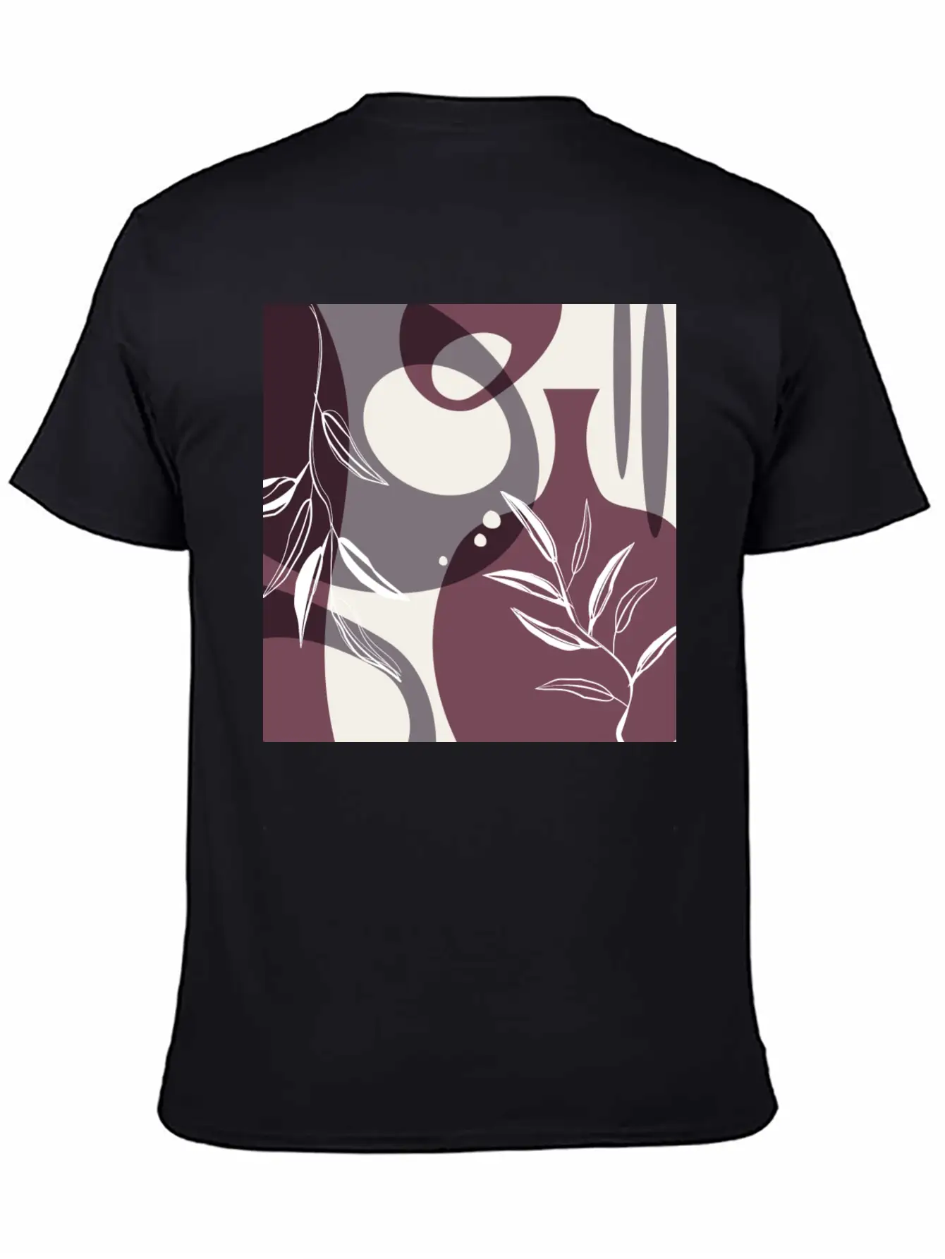 Abstract Leaves And Vases In Mulberry And Unisex Casual T-Shirt – Clean Design For Daily Comfort