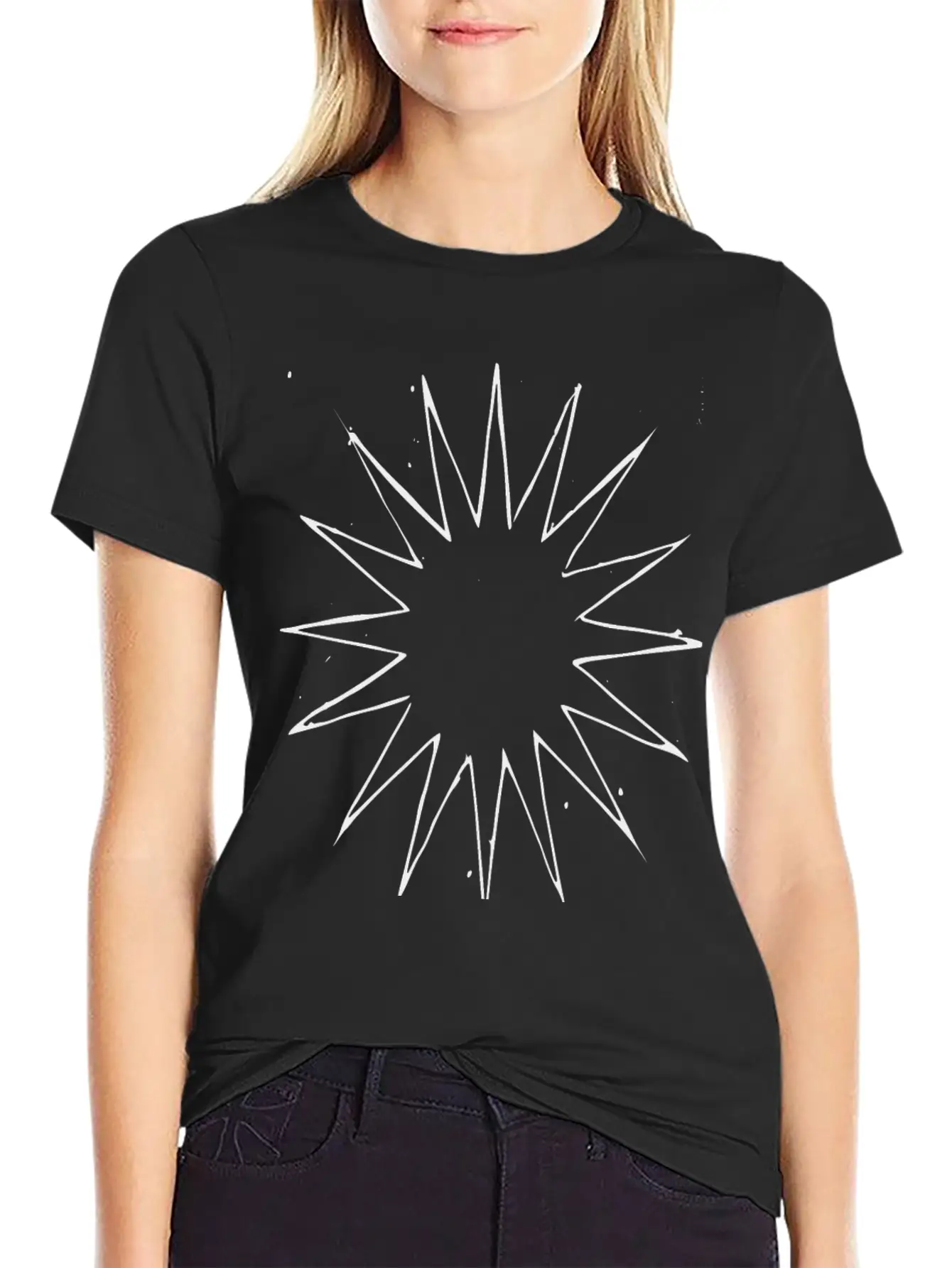 Abstract Many Point Star Breathable Soft Cotton T-Shirt – Timeless Casual Look