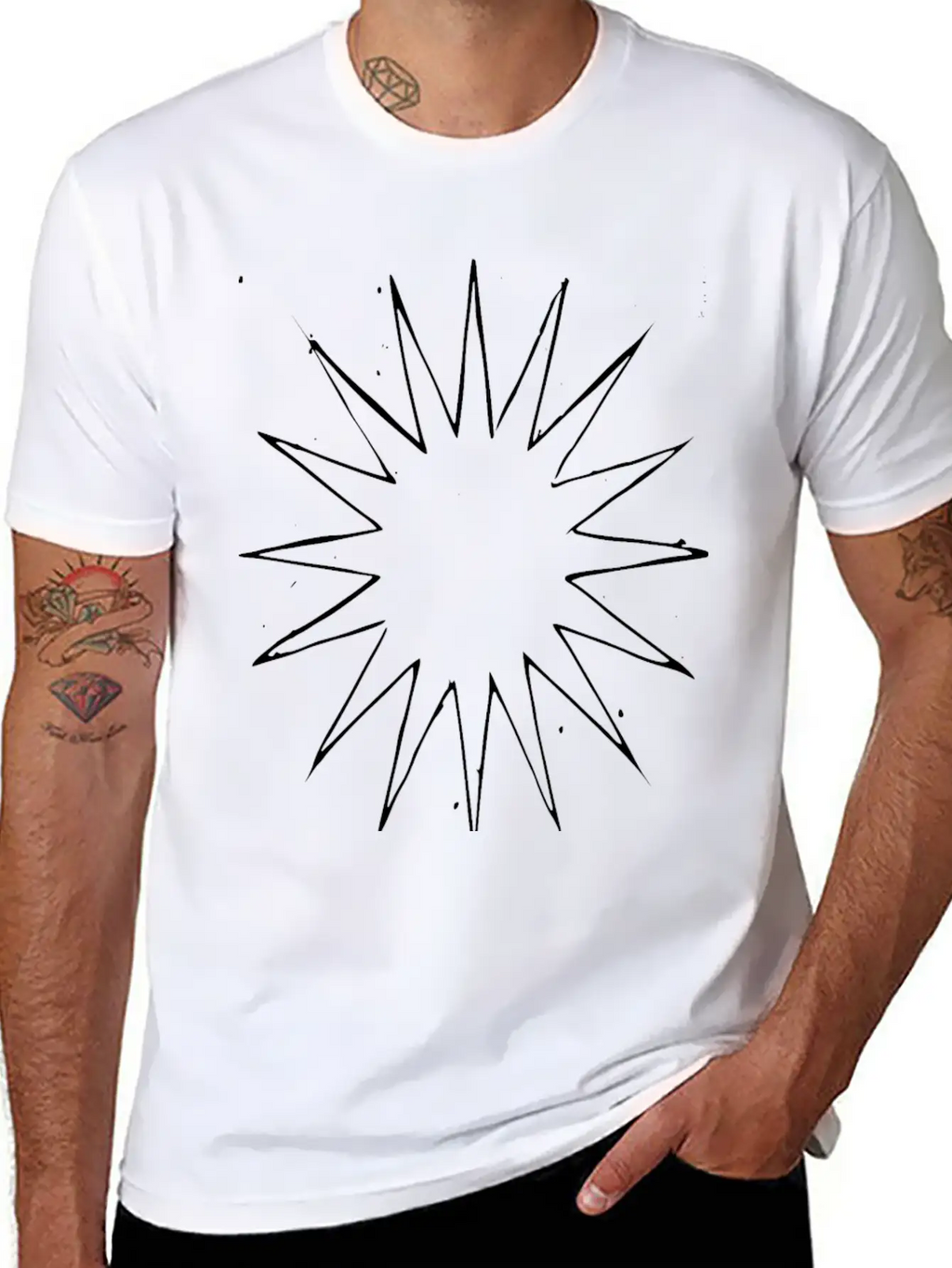 Abstract Many Point Star Breathable Soft Cotton T-Shirt – Timeless Casual Look