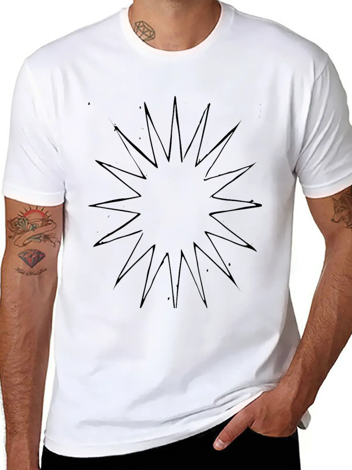 Abstract Many Point Star Breathable Soft Cotton T-Shirt – Timeless Casual Look