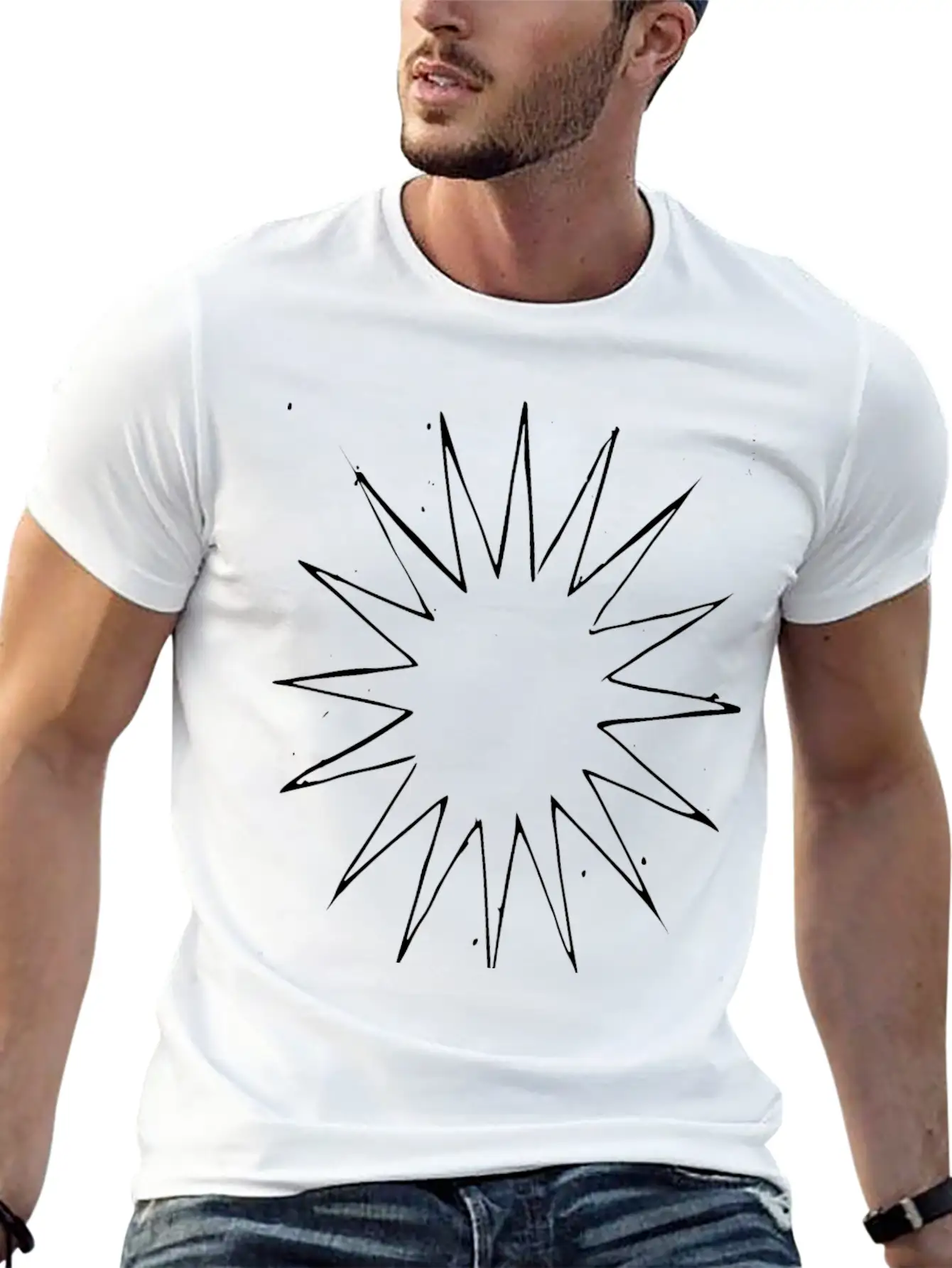 Abstract Many Point Star Breathable Soft Cotton T-Shirt – Timeless Casual Look