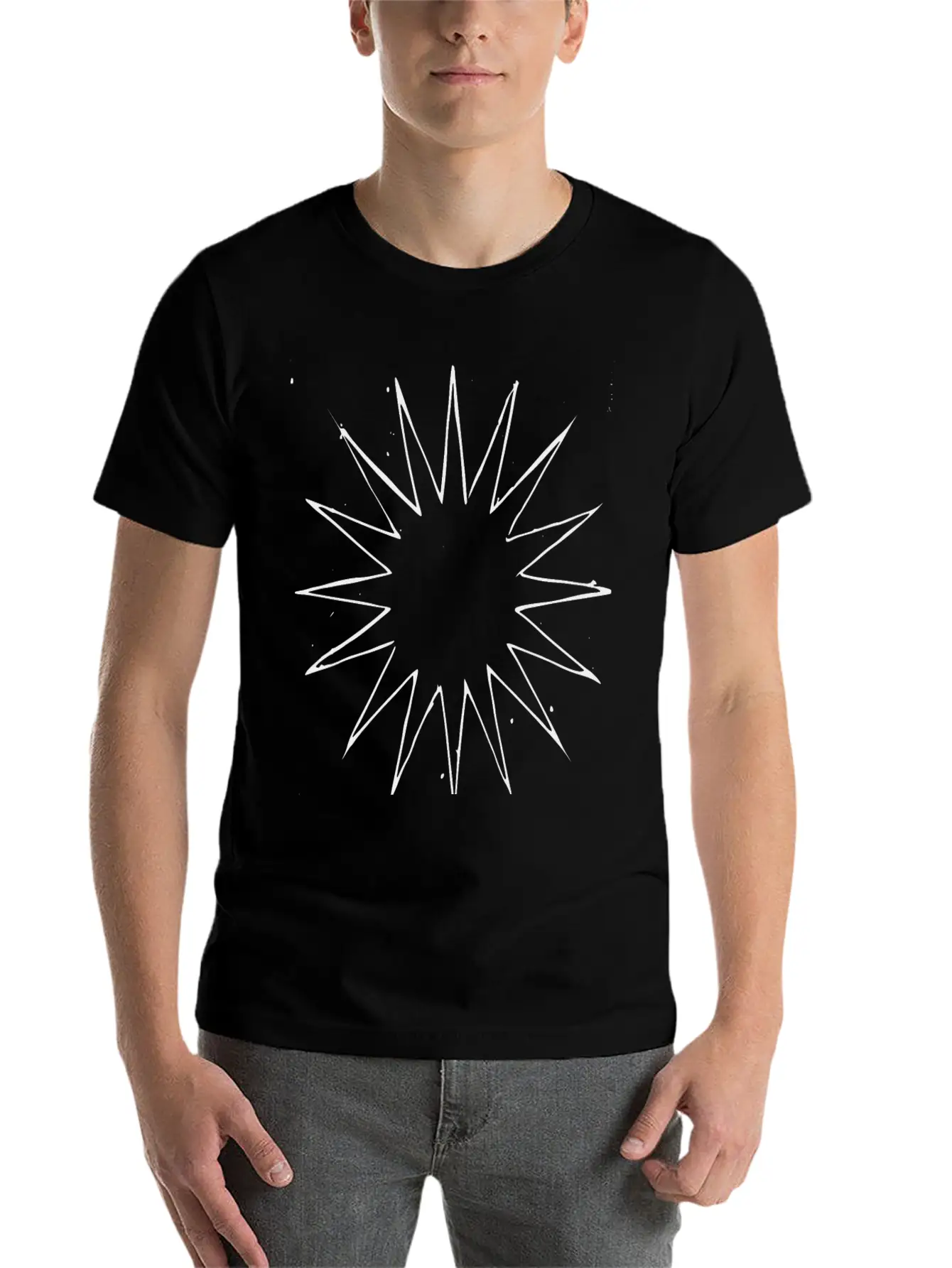 Abstract Many Point Star Breathable Soft Cotton T-Shirt – Timeless Casual Look