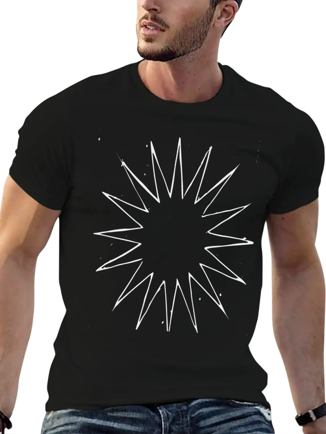 Abstract Many Point Star Breathable Soft Cotton T-Shirt – Timeless Casual Look