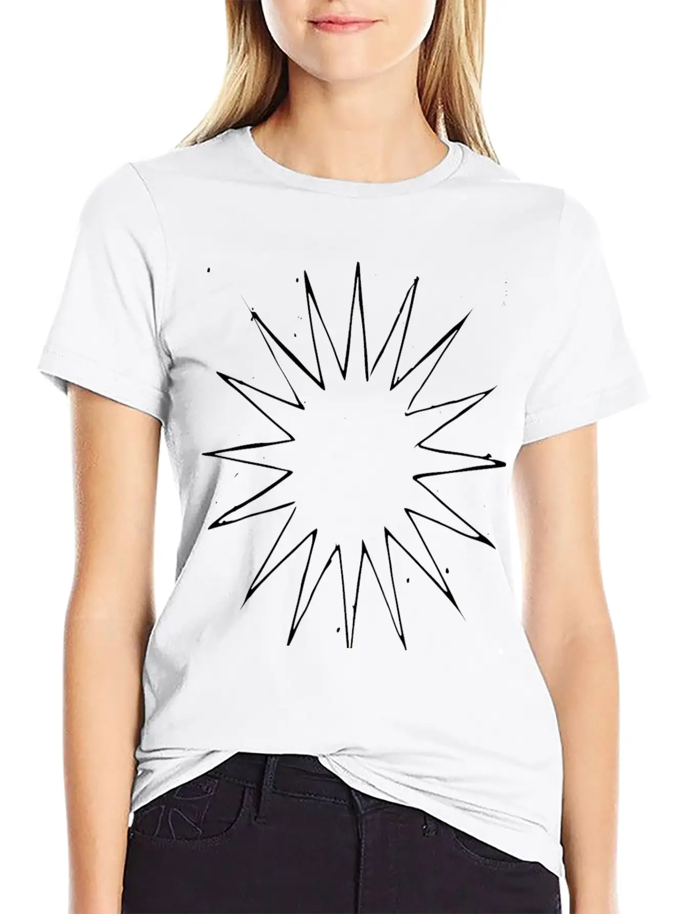 Abstract Many Point Star Breathable Soft Cotton T-Shirt – Timeless Casual Look