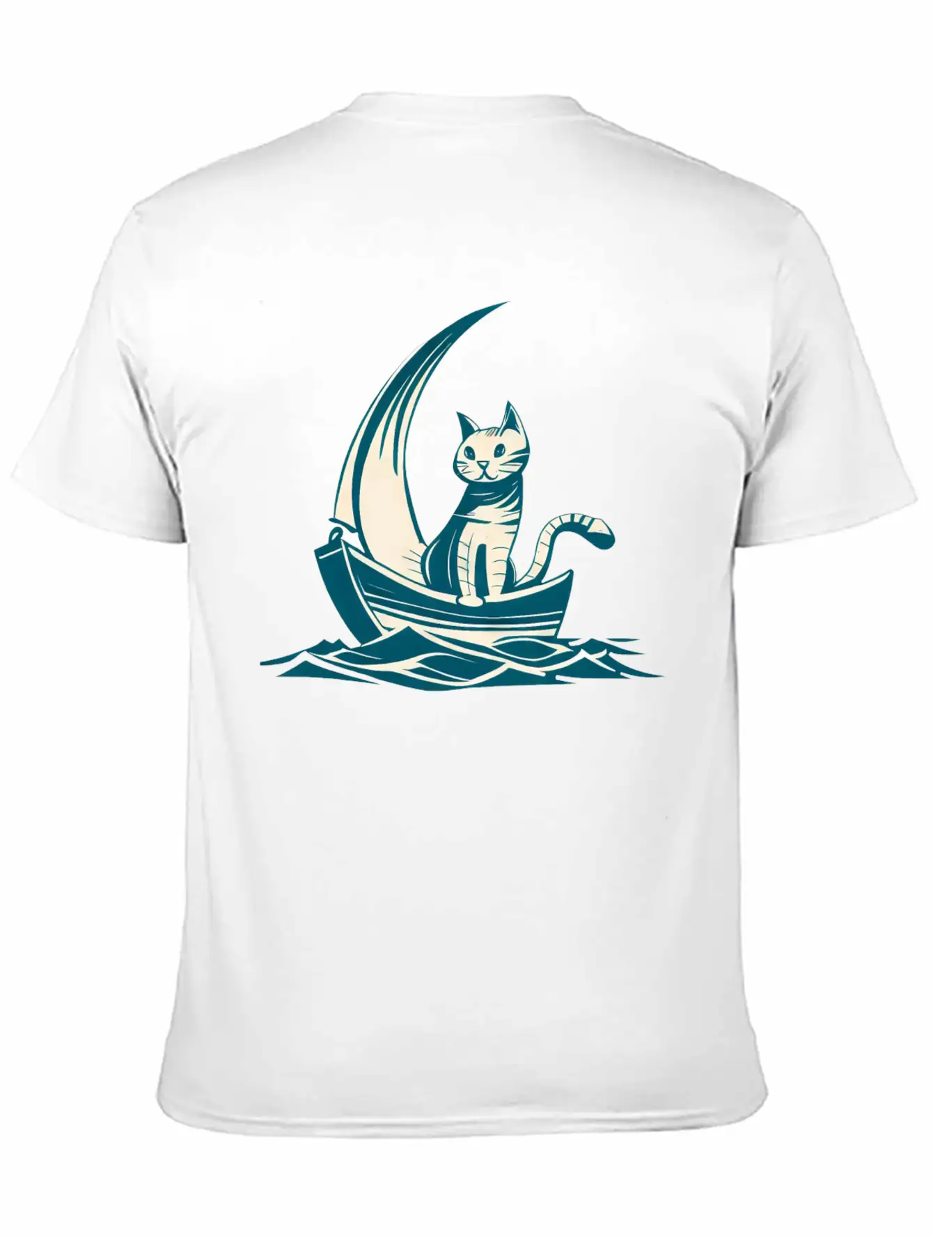Abstract Minimalist Art - Cat On Boat Design Timeless Short Sleeve Tee – Comfy And Minimalist Design