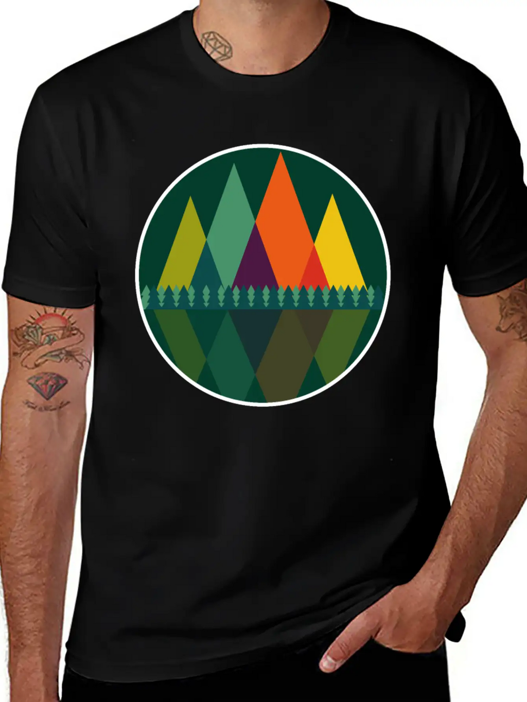 Abstract Mountains View Modern Art I Gift Basic Graphic T-Shirt – Daily Comfort In Soft Cotton