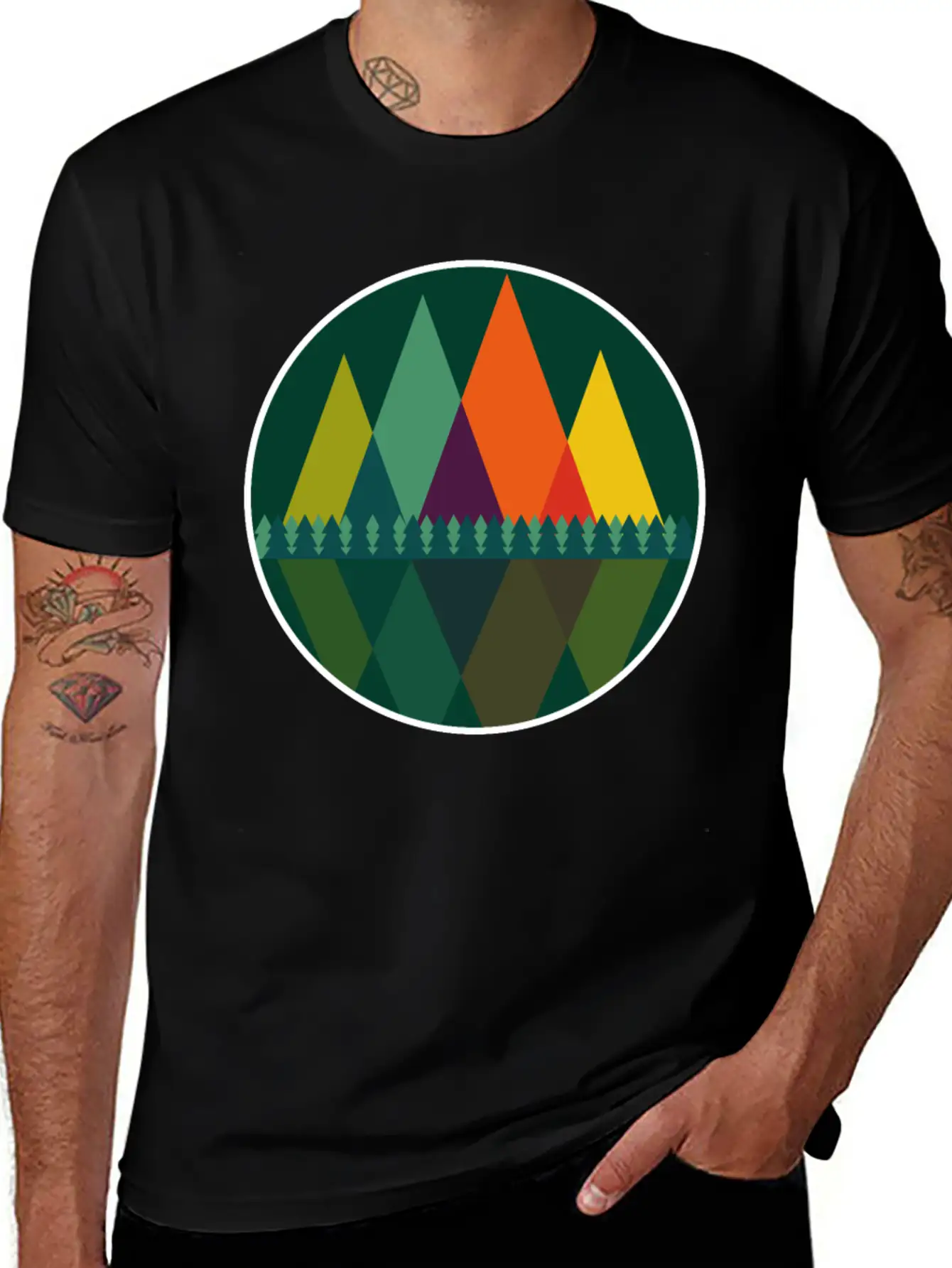 Abstract Mountains View Modern Art I Gift Basic Graphic T-Shirt – Daily Comfort In Soft Cotton