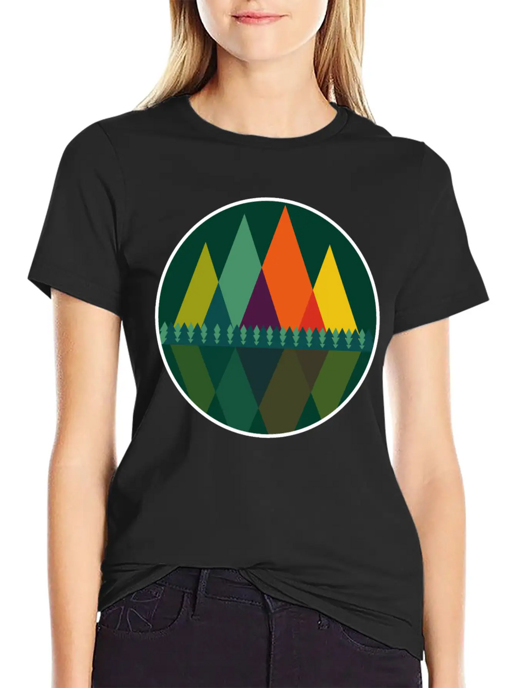 Abstract Mountains View Modern Art I Gift Basic Graphic T-Shirt – Daily Comfort In Soft Cotton