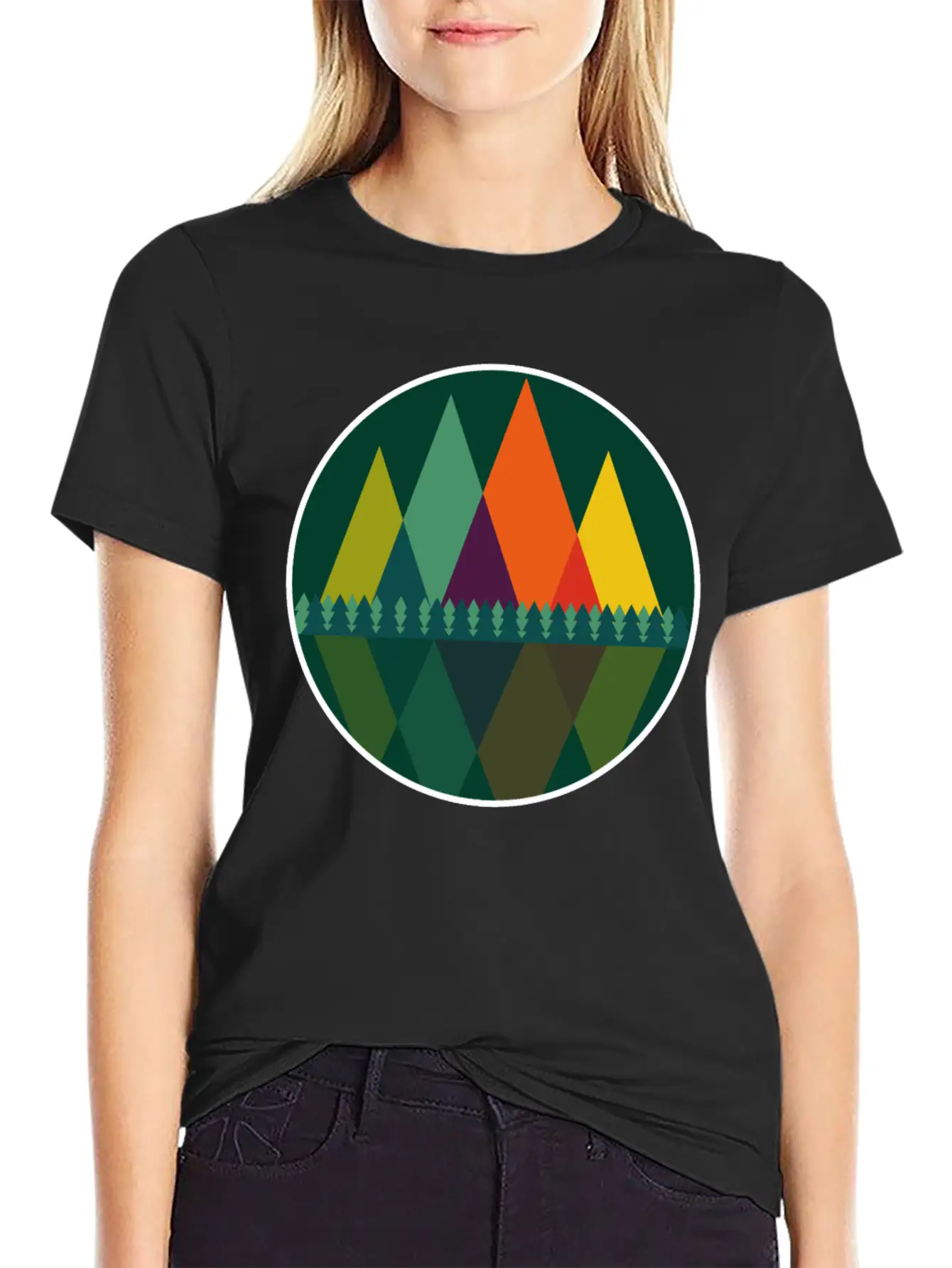 Abstract Mountains View Modern Art I Gift Basic Graphic T-Shirt – Daily Comfort In Soft Cotton