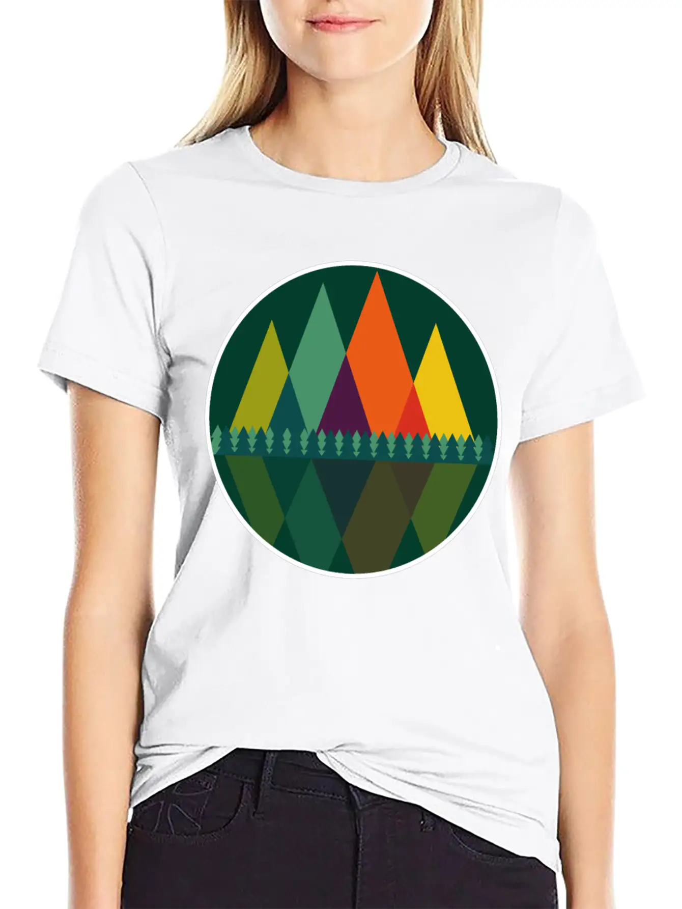Abstract Mountains View Modern Art I Gift Basic Graphic T-Shirt – Daily Comfort In Soft Cotton