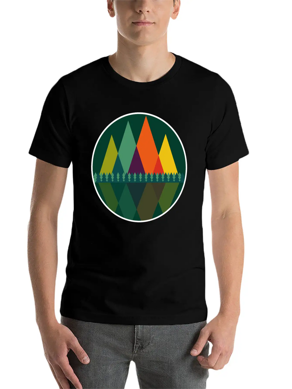 Abstract Mountains View Modern Art I Gift Basic Graphic T-Shirt – Daily Comfort In Soft Cotton