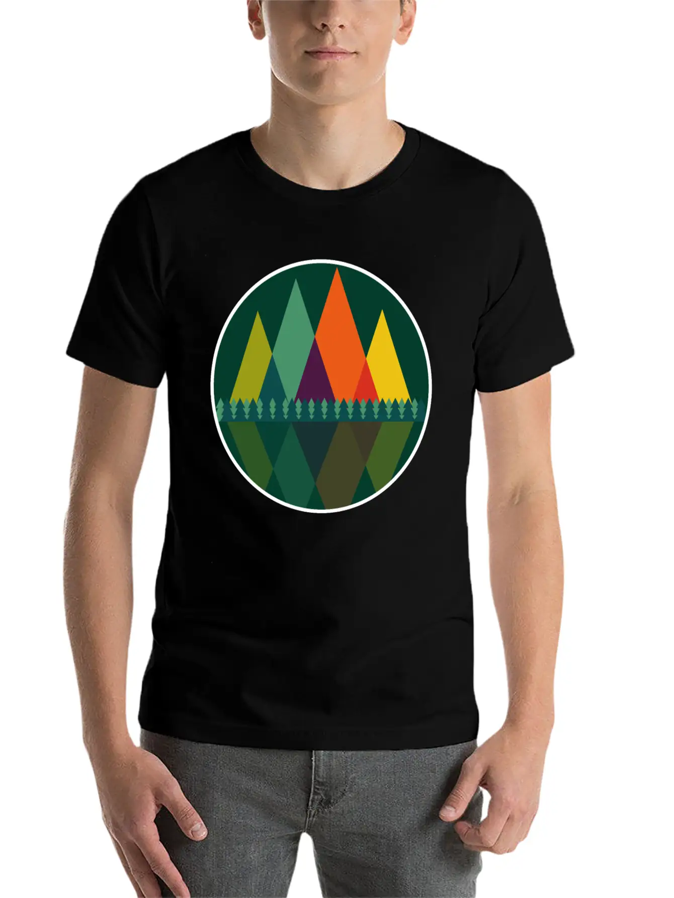 Abstract Mountains View Modern Art I Gift Basic Graphic T-Shirt – Daily Comfort In Soft Cotton