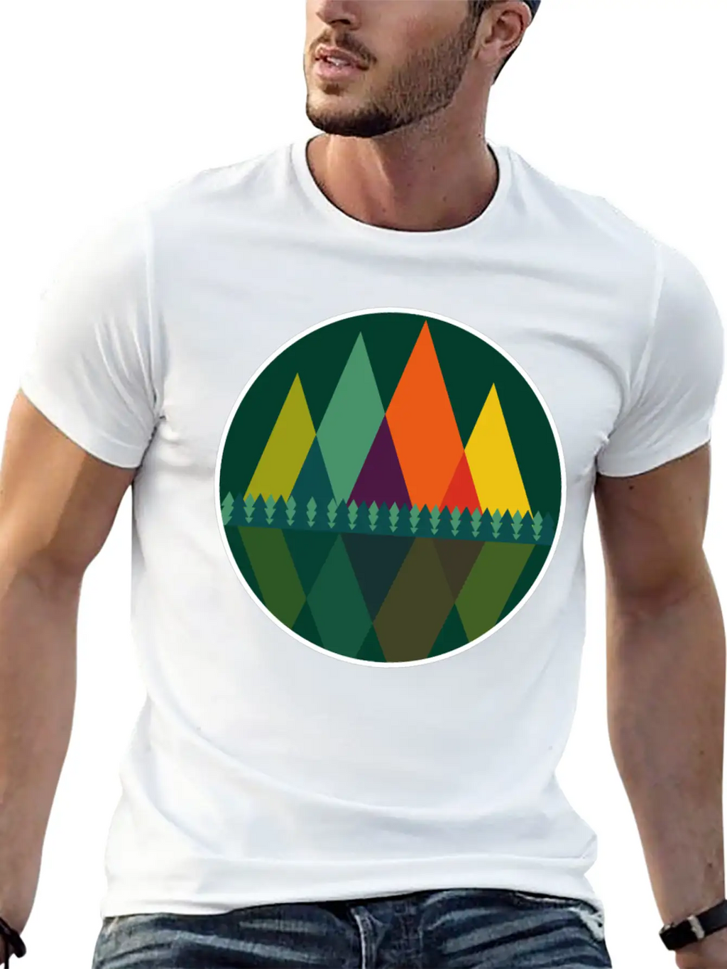 Abstract Mountains View Modern Art I Gift Basic Graphic T-Shirt – Daily Comfort In Soft Cotton