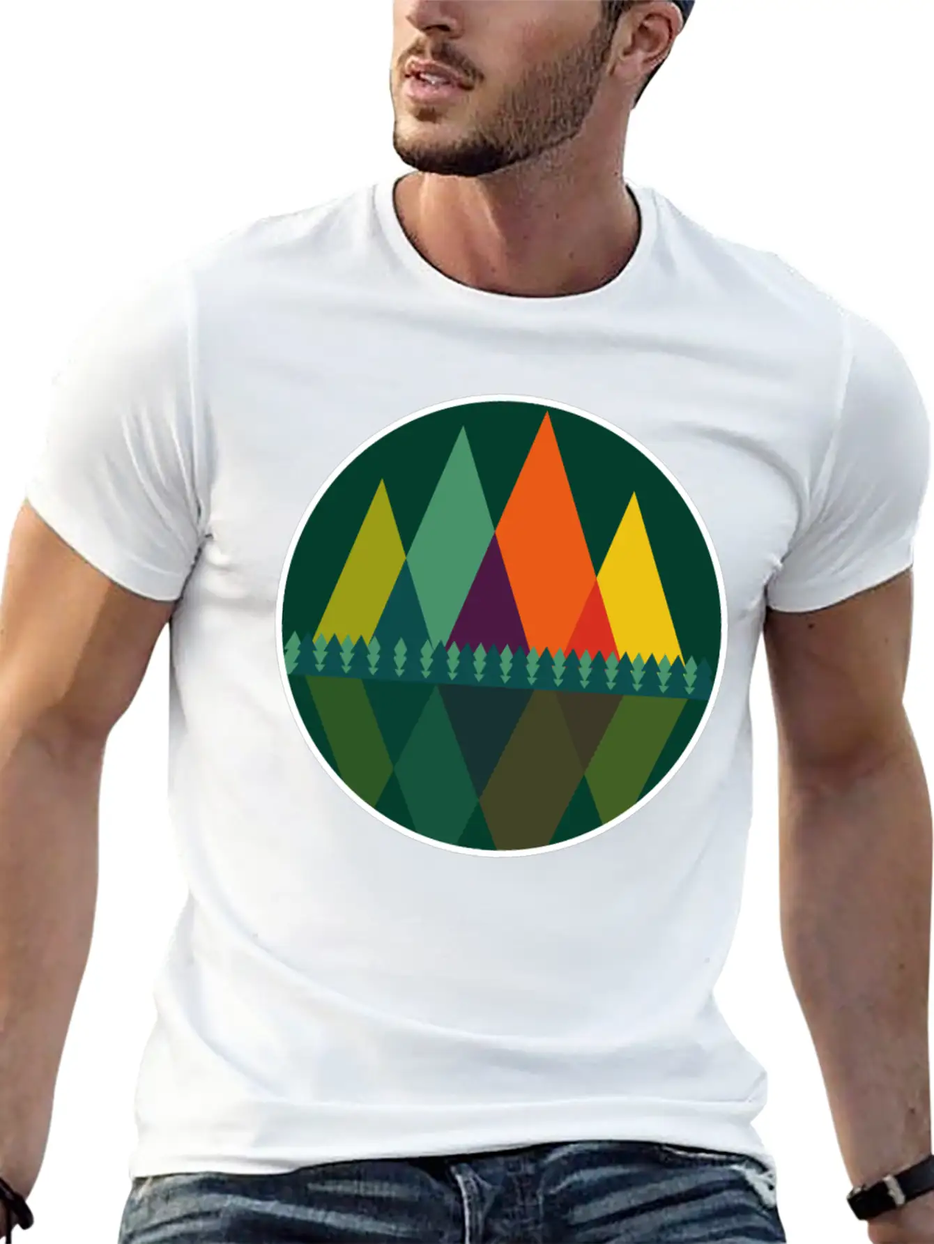 Abstract Mountains View Modern Art I Gift Basic Graphic T-Shirt – Daily Comfort In Soft Cotton