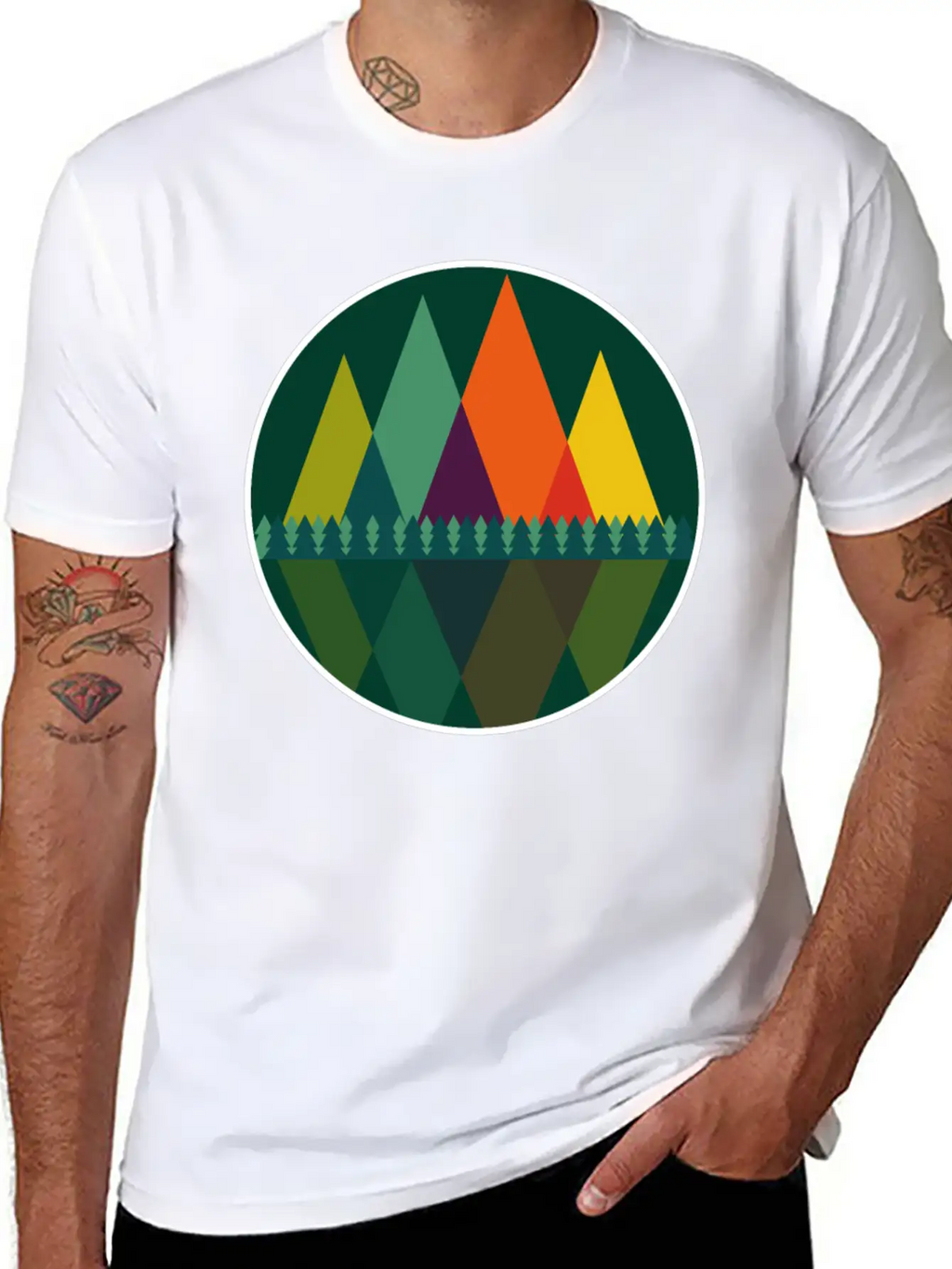 Abstract Mountains View Modern Art I Gift Basic Graphic T-Shirt – Daily Comfort In Soft Cotton