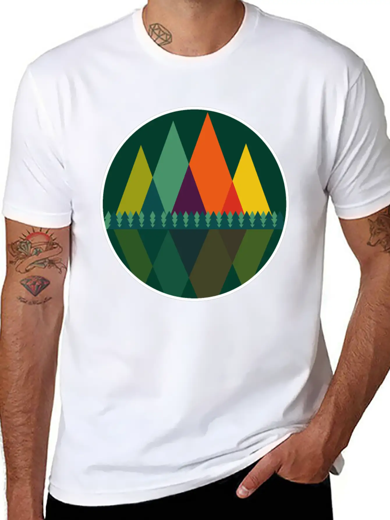 Abstract Mountains View Modern Art I Gift Basic Graphic T-Shirt – Daily Comfort In Soft Cotton