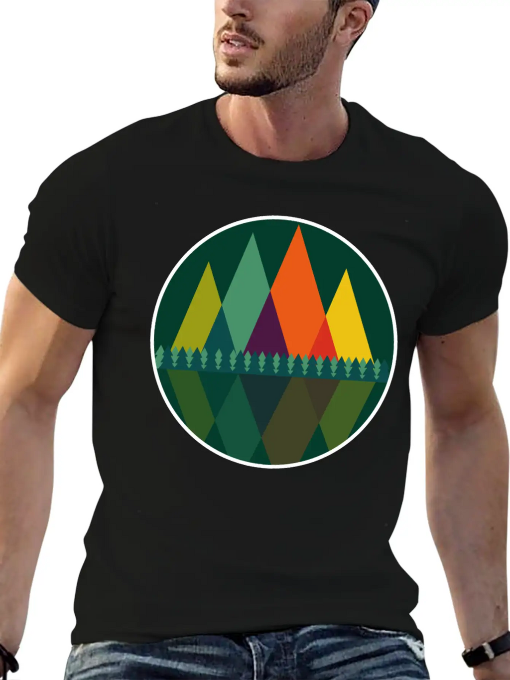 Abstract Mountains View Modern Art I Gift Basic Graphic T-Shirt – Daily Comfort In Soft Cotton