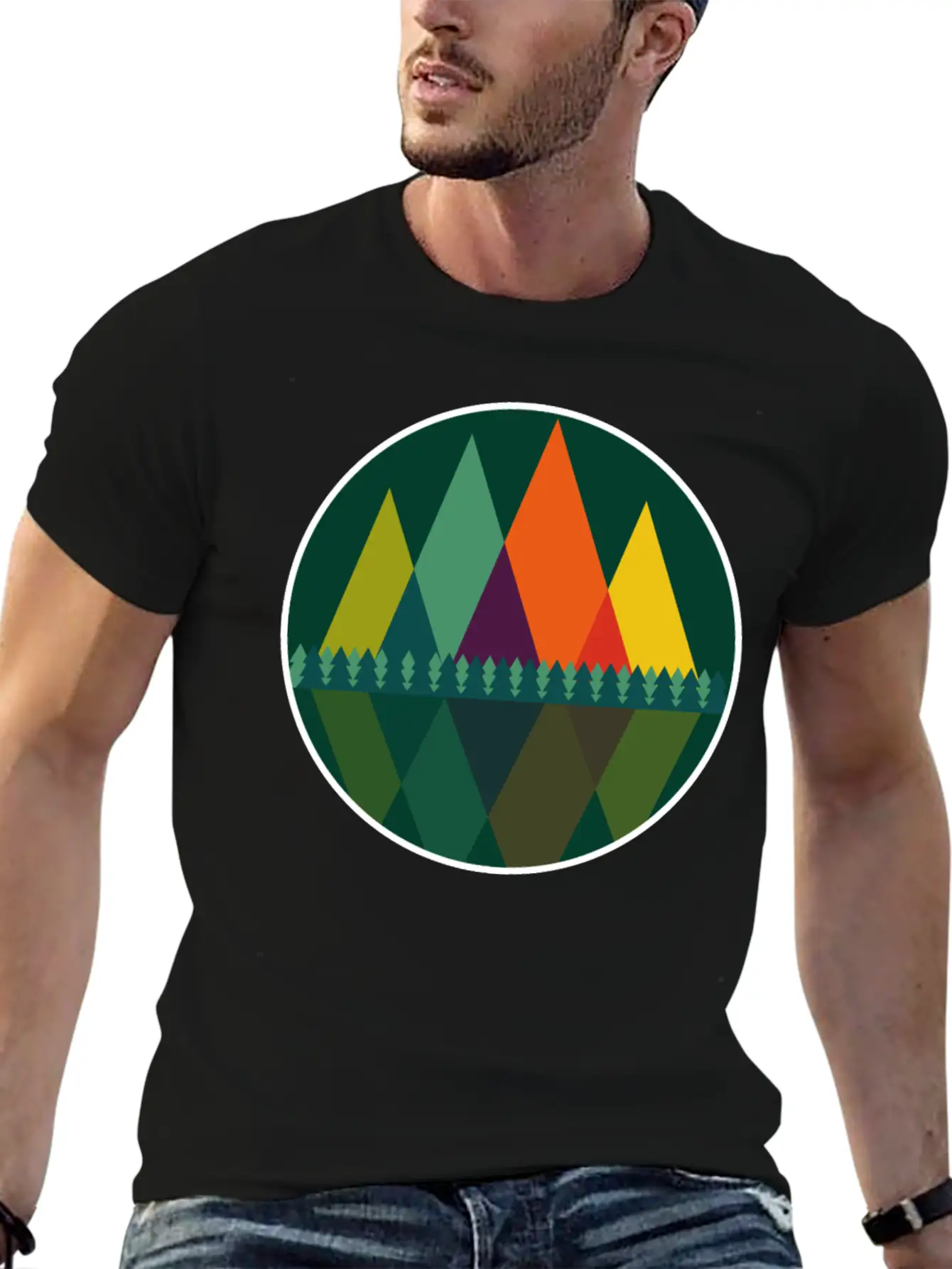 Abstract Mountains View Modern Art I Gift Basic Graphic T-Shirt – Daily Comfort In Soft Cotton