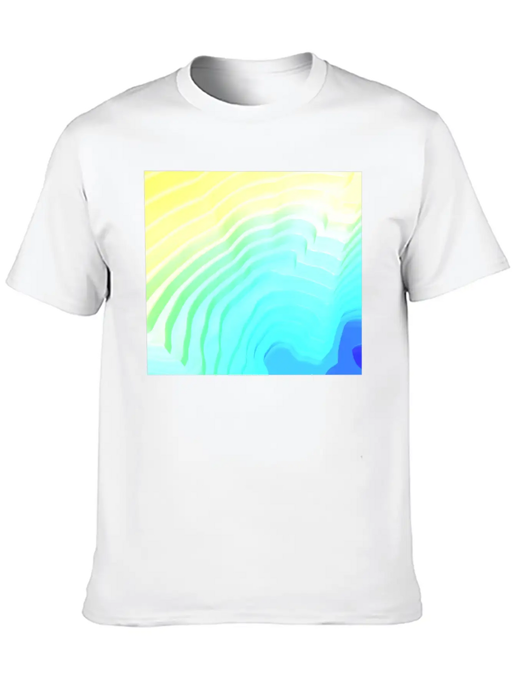 Abstract Yellow Cyan Surface Rim Breathable Soft Cotton T-Shirt – Timeless Casual Look