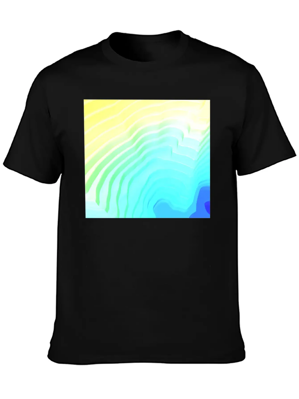 Abstract Yellow Cyan Surface Rim Breathable Soft Cotton T-Shirt – Timeless Casual Look