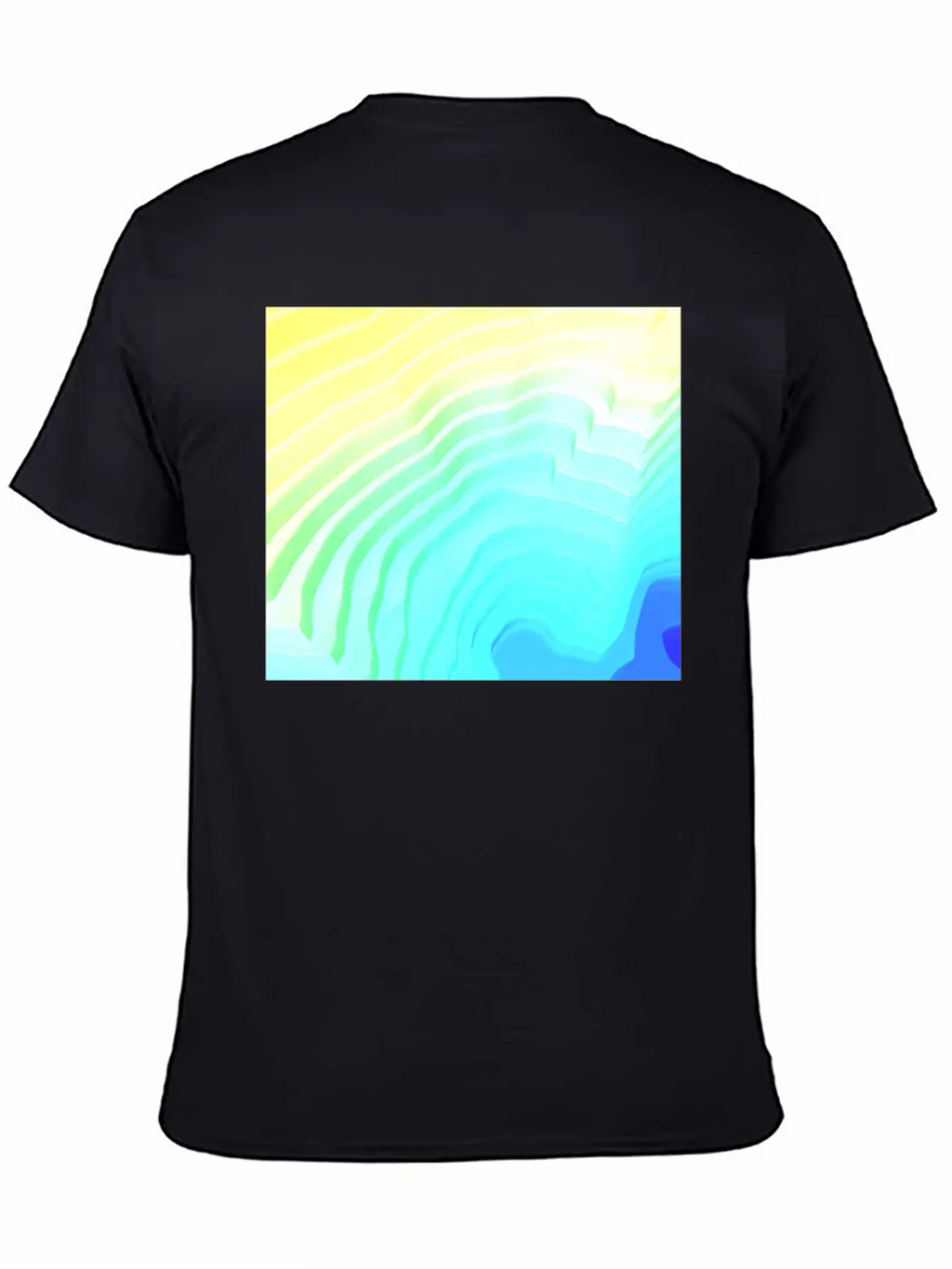 Abstract Yellow Cyan Surface Rim Breathable Soft Cotton T-Shirt – Timeless Casual Look