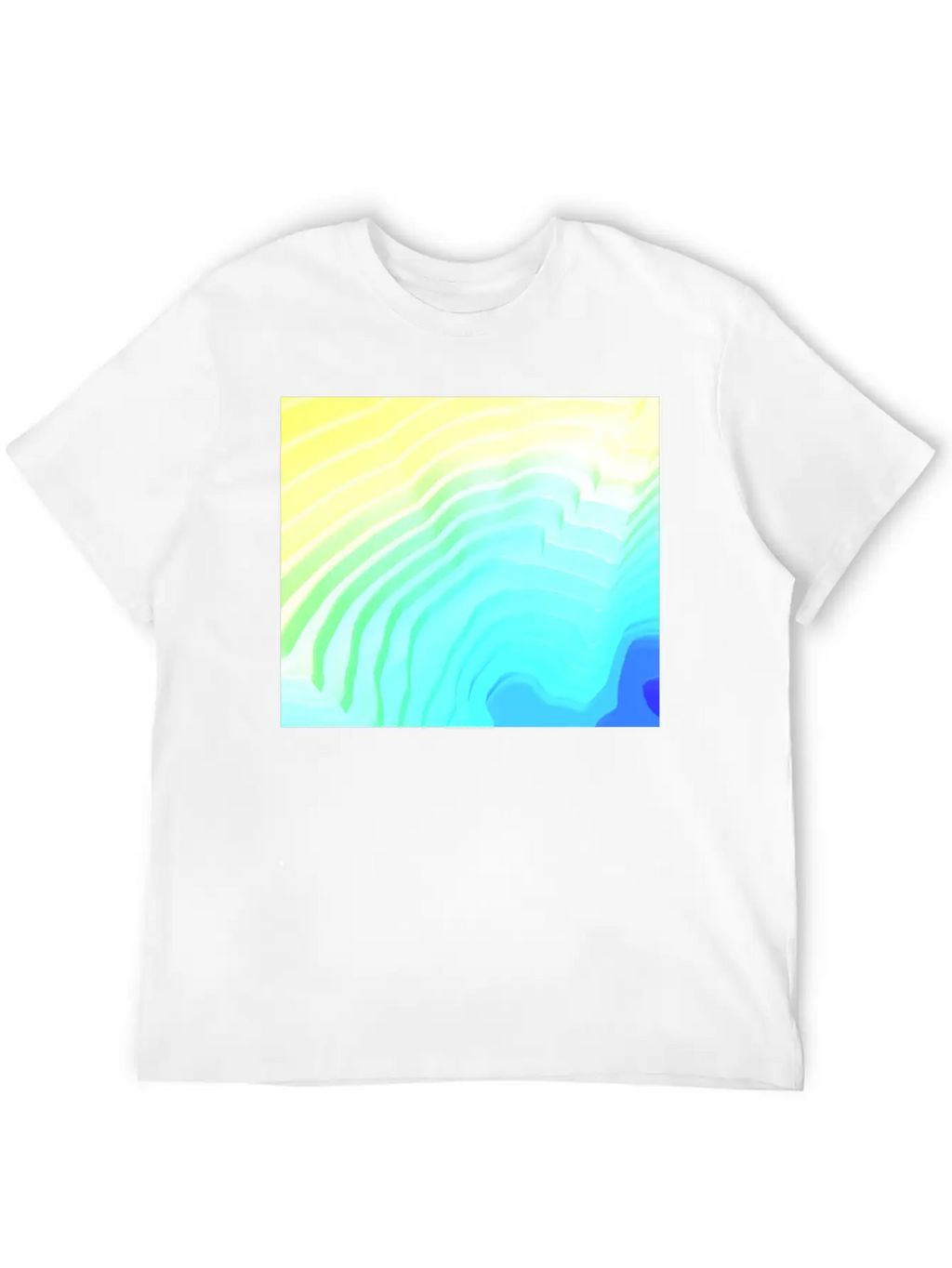 Abstract Yellow Cyan Surface Rim Breathable Soft Cotton T-Shirt – Timeless Casual Look