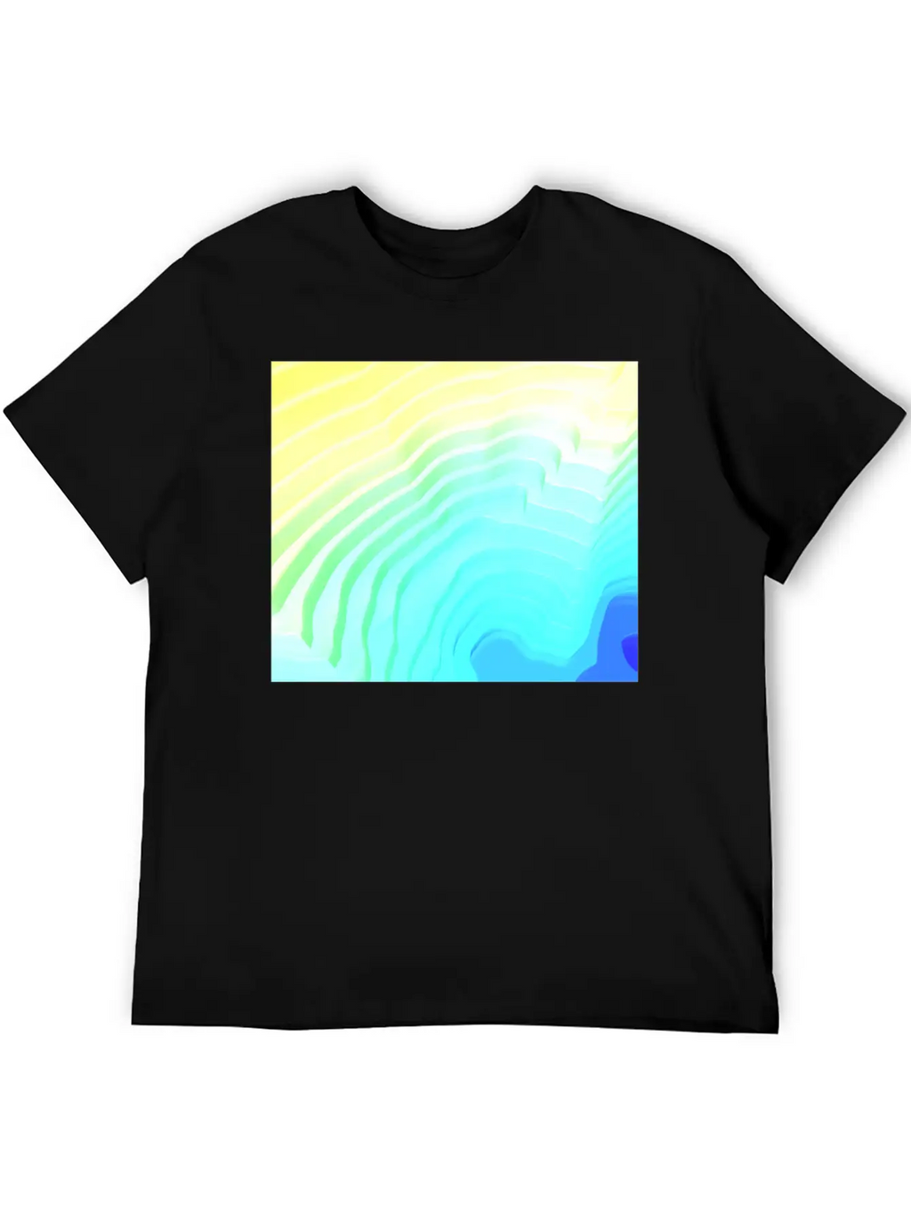 Abstract Yellow Cyan Surface Rim Breathable Soft Cotton T-Shirt – Timeless Casual Look