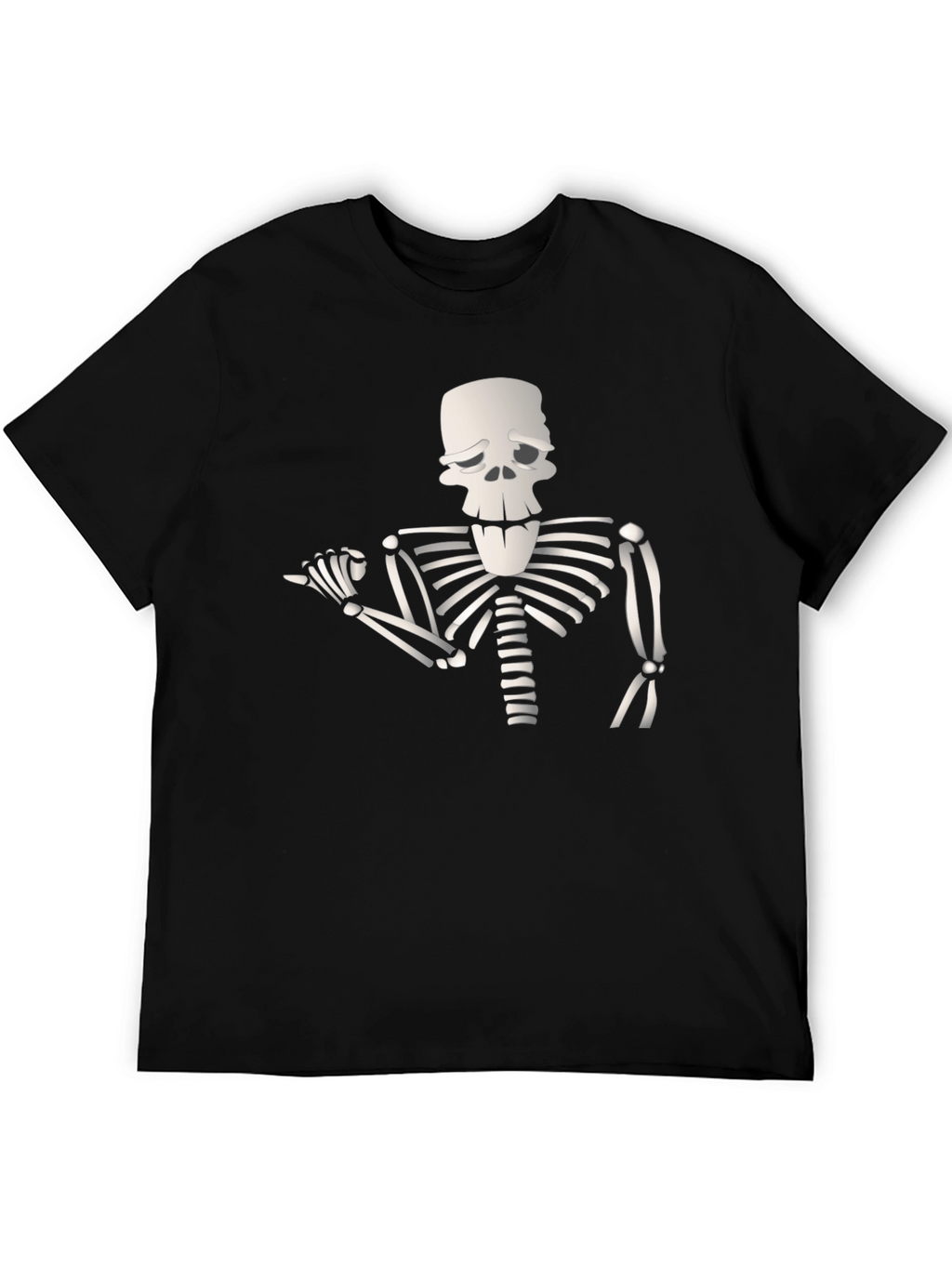 Humorous Skeleton Graphic Tee - Black