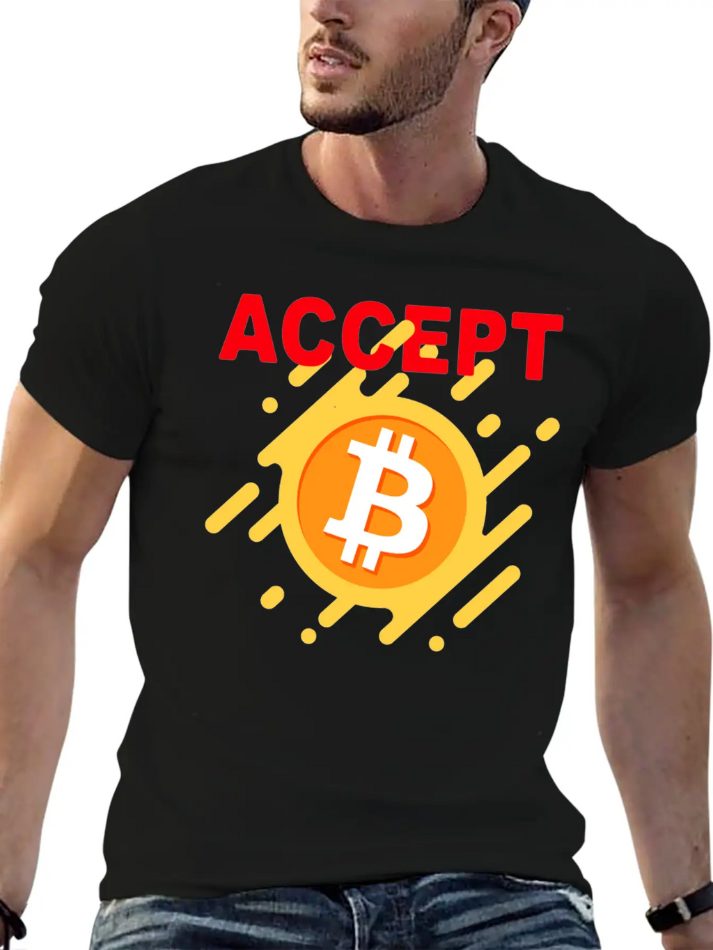 Accept Bitcoint Logo Designed For Bitcoin Classic Cotton Tee – Unisex Comfort For Any Season