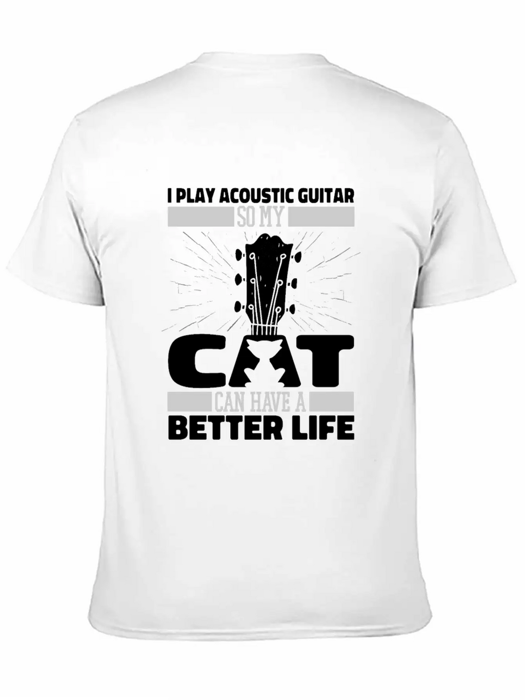 Acoustic Guitar Cat Essential Cotton Tee For Daily Outfits – Unisex Style
