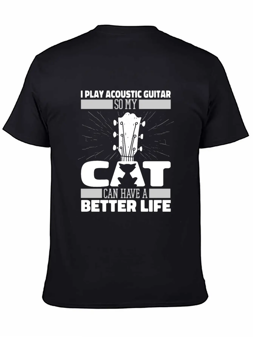 Acoustic Guitar Cat Essential Cotton Tee For Daily Outfits – Unisex Style