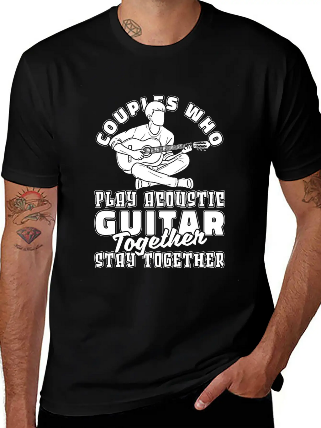 Acoustic Guitar Couple Classic Cotton Tee – Unisex Comfort For Any Season