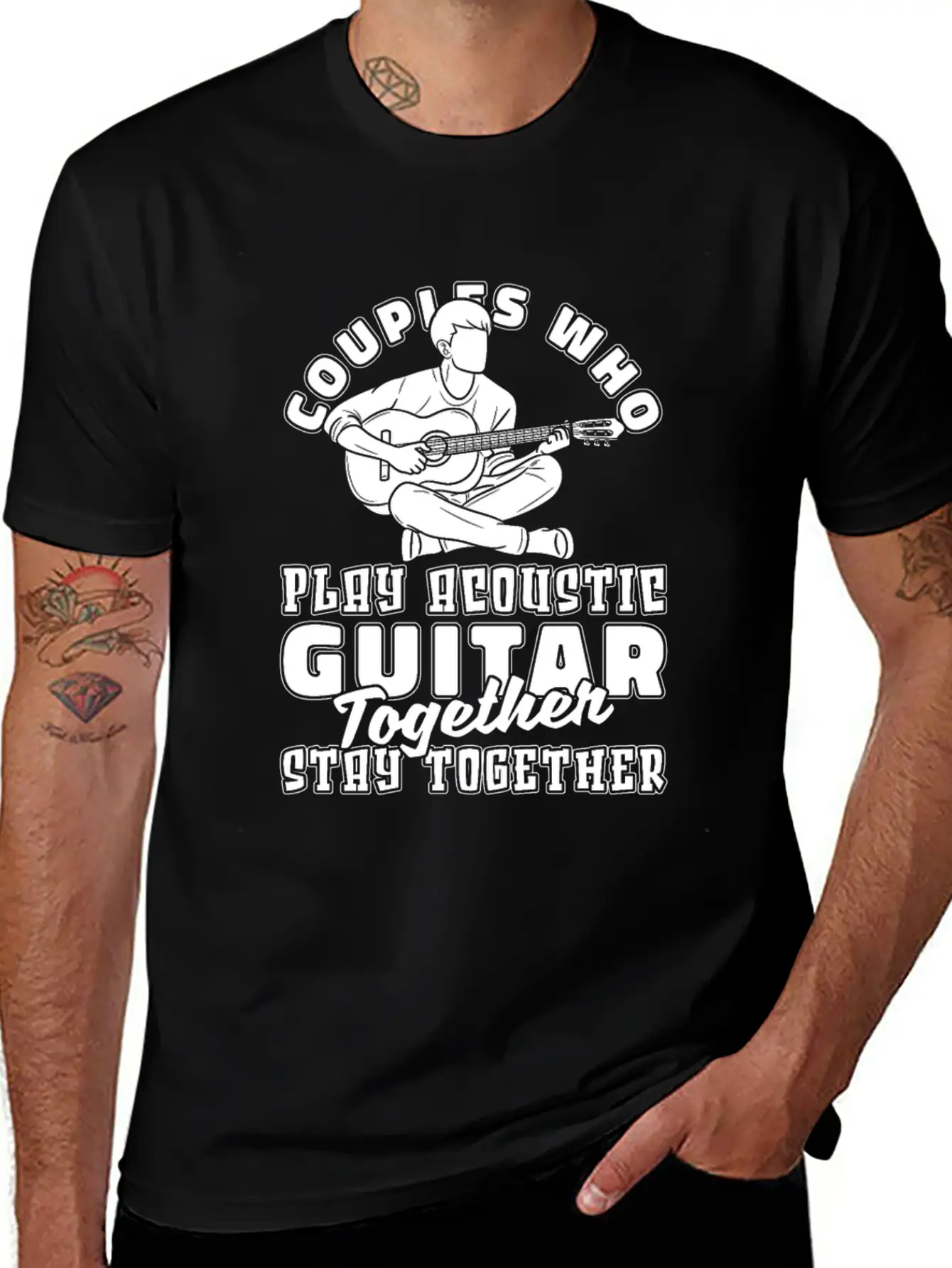 Acoustic Guitar Couple Classic Cotton Tee – Unisex Comfort For Any Season